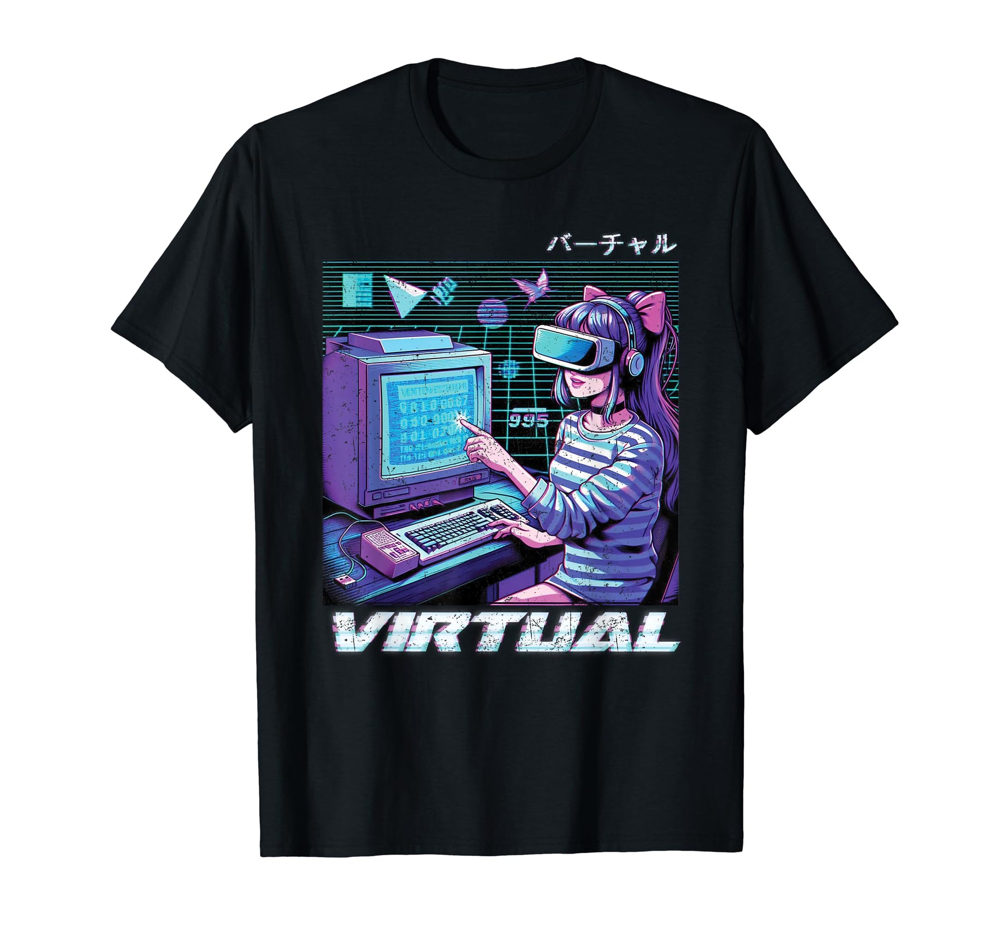 Virtual Anime Vaporwave Aesthetic T-Shirt - Casual Everyday Wear Unisex - T-Shirt, Sweatshirt, Hoodie