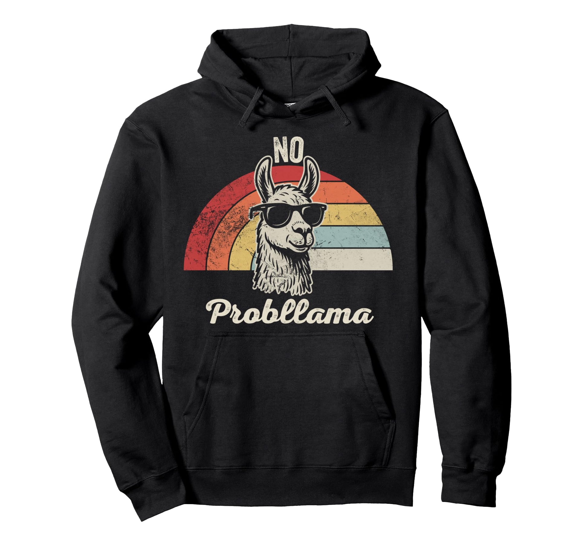 No Problama Funny Llama Rainbow Hoodie - Trendy Graphic Unisex - T-Shirt, Sweatshirt, Hoodie