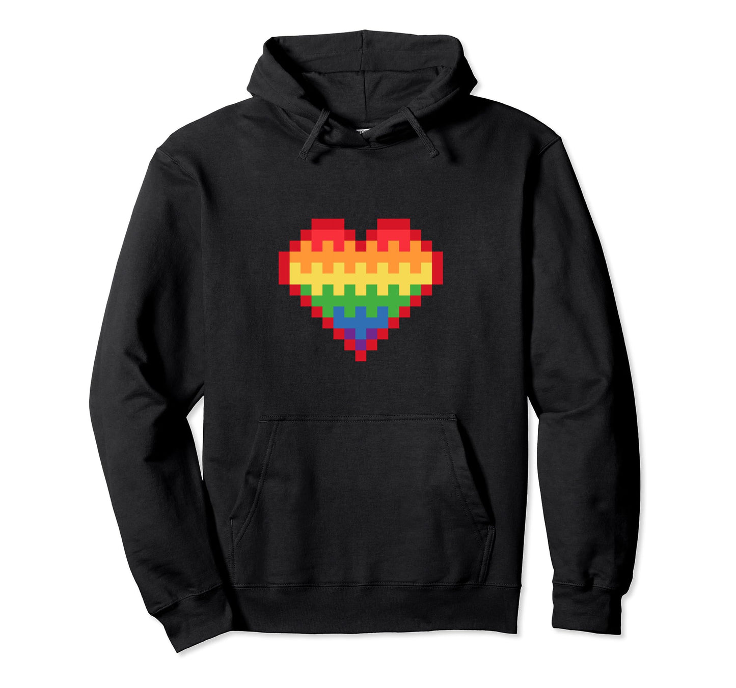 Lgbt Gay Gamer Rainbow Pixel Heart Love Hoodie - Minimalist Print Unisex - T-Shirt, Sweatshirt, Hoodie