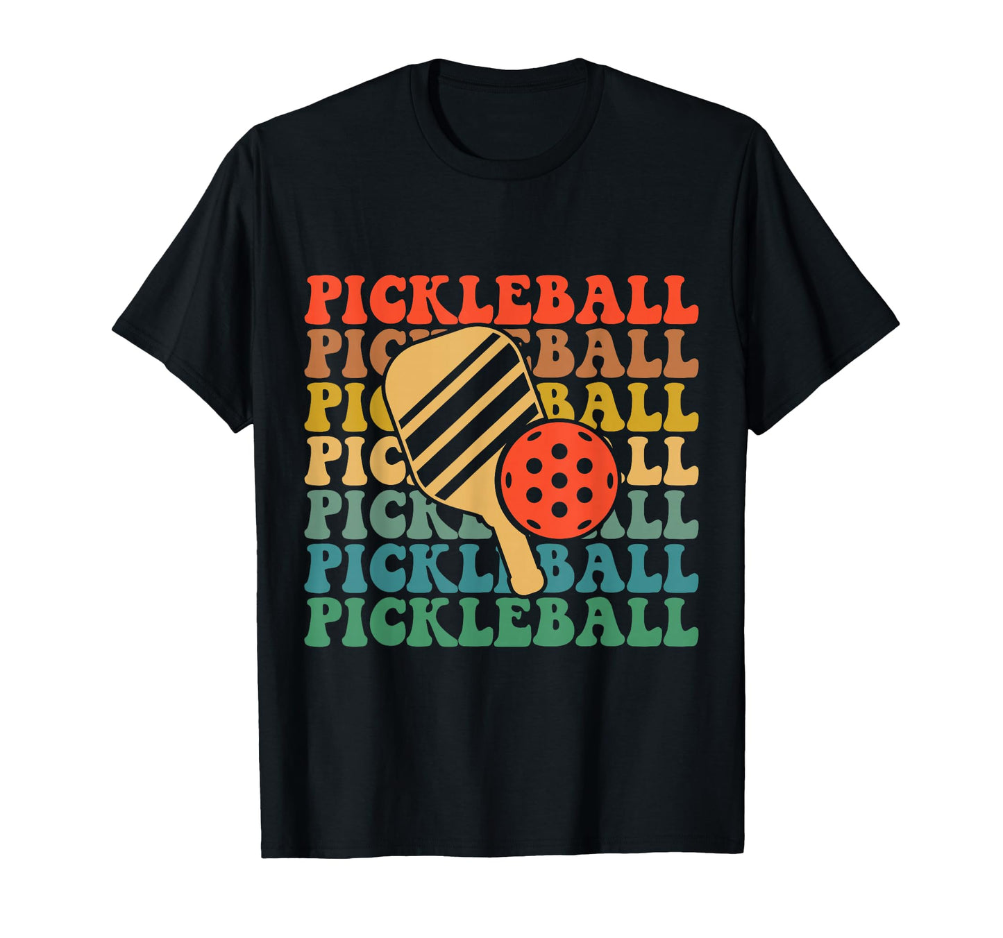 Pickleball Groovy Wavy Rainbow Typography T-Shirt - Trendy Graphic Unisex - T-Shirt, Sweatshirt, Hoodie