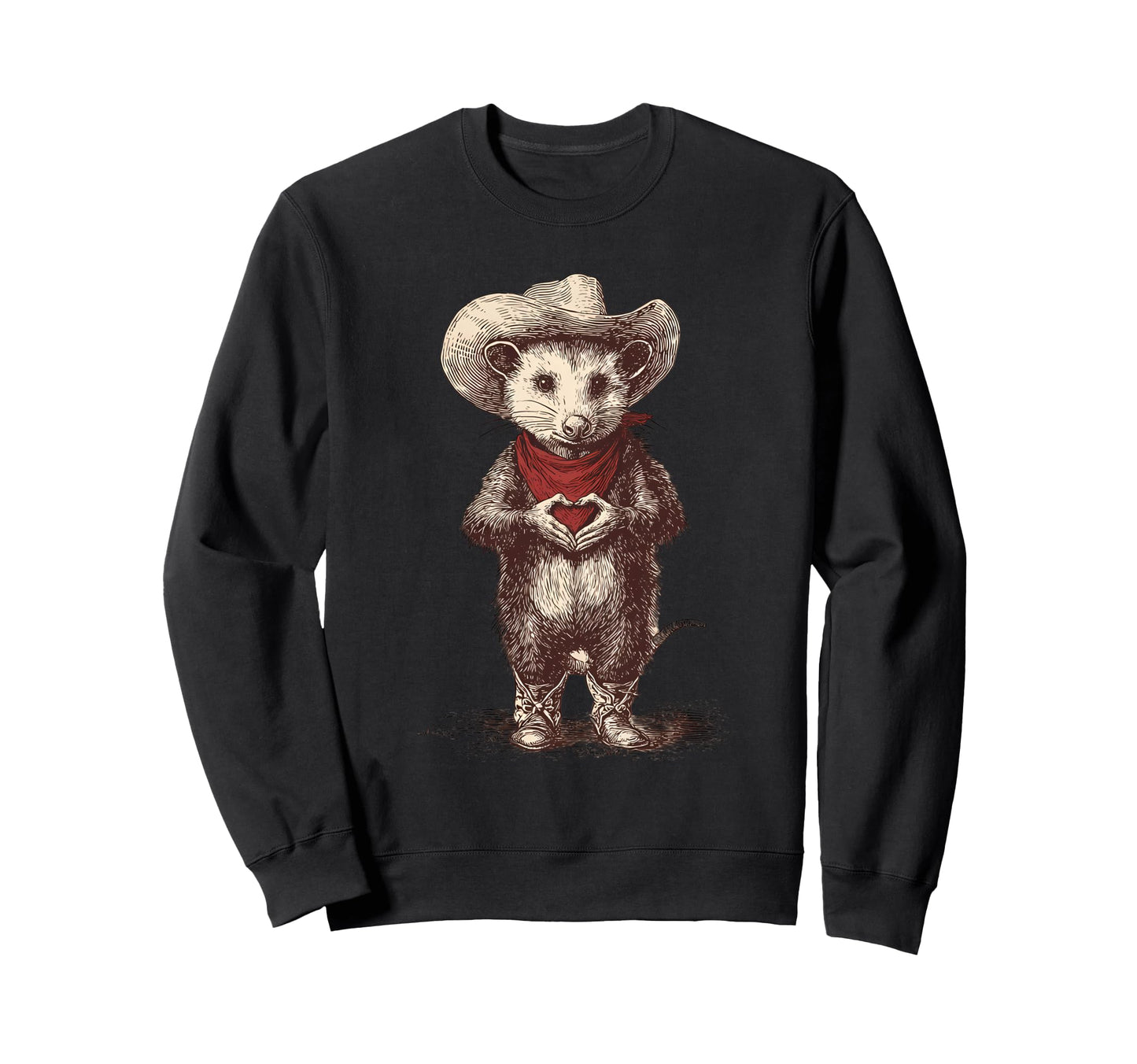 Country Cowboy Opossum Rodeo Sweatshirt - Unique Graphic for Adults - T-Shirt, Sweatshirt, Hoodie