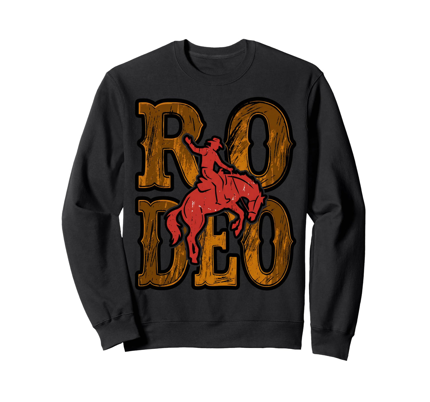 Rodeo Cowboy Riding Bucking Horse Sweatshirt - Unique Graphic Men Women - T-Shirt, Sweatshirt, Hoodie
