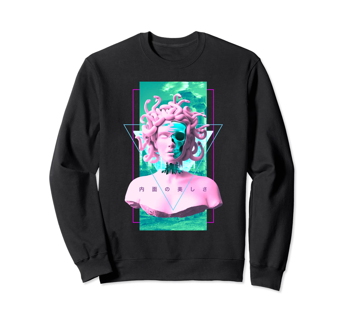 Vaporwave Medusa Statue Xray Skull Sweatshirt - Streetwear Style Men Women - T-Shirt, Sweatshirt, Hoodie