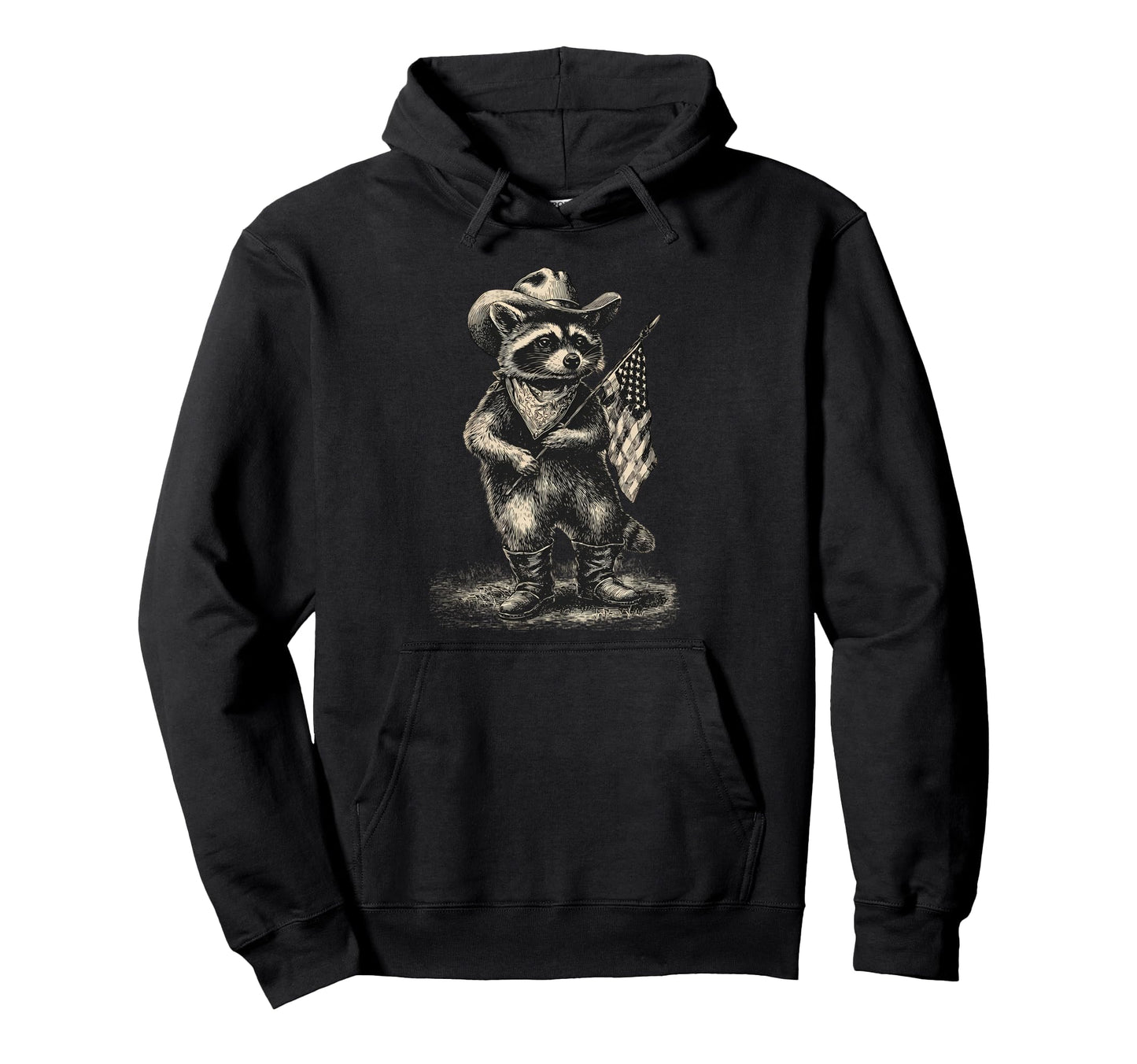 Raccoon Cowboy Rodeo Cowgirl Western Hoodie - Unique Graphic for Adults - T-Shirt, Sweatshirt, Hoodie