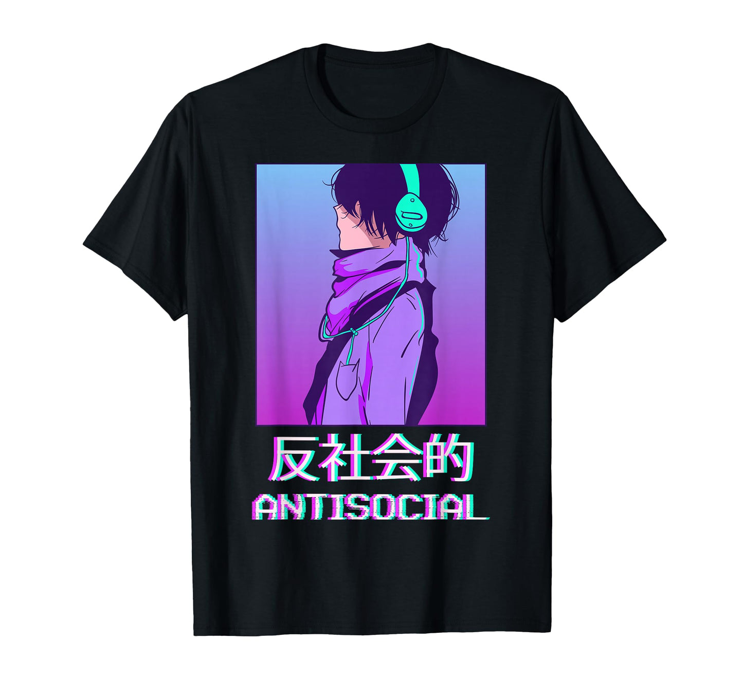 Antisocial Anime Vaporwave Aesthetic T-Shirt - Unique Graphic for Adults - T-Shirt, Sweatshirt, Hoodie