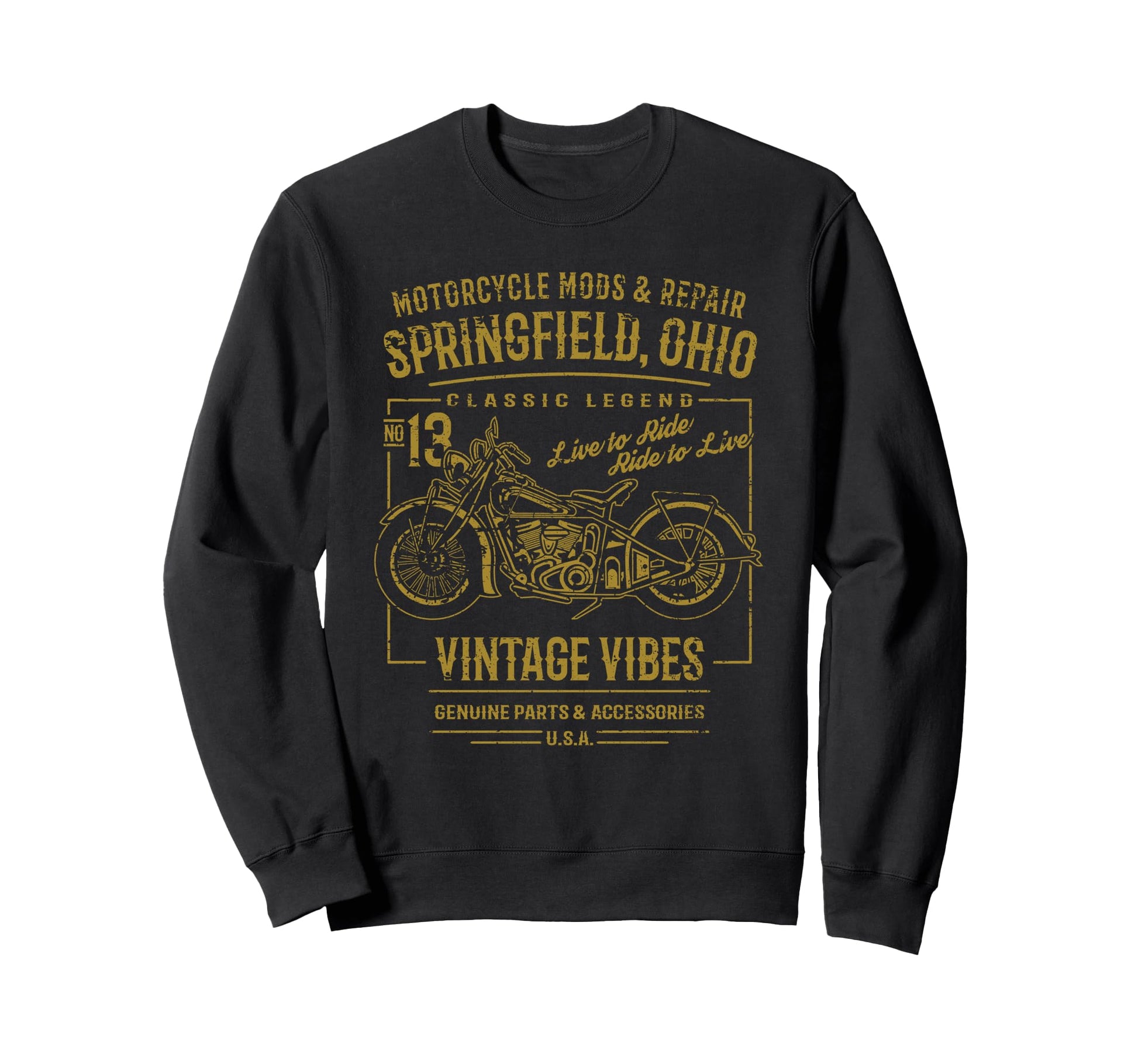 Springfield Oh Usa Motorcycle Sweatshirt - Minimalist Print for Adults - T-Shirt, Sweatshirt, Hoodie