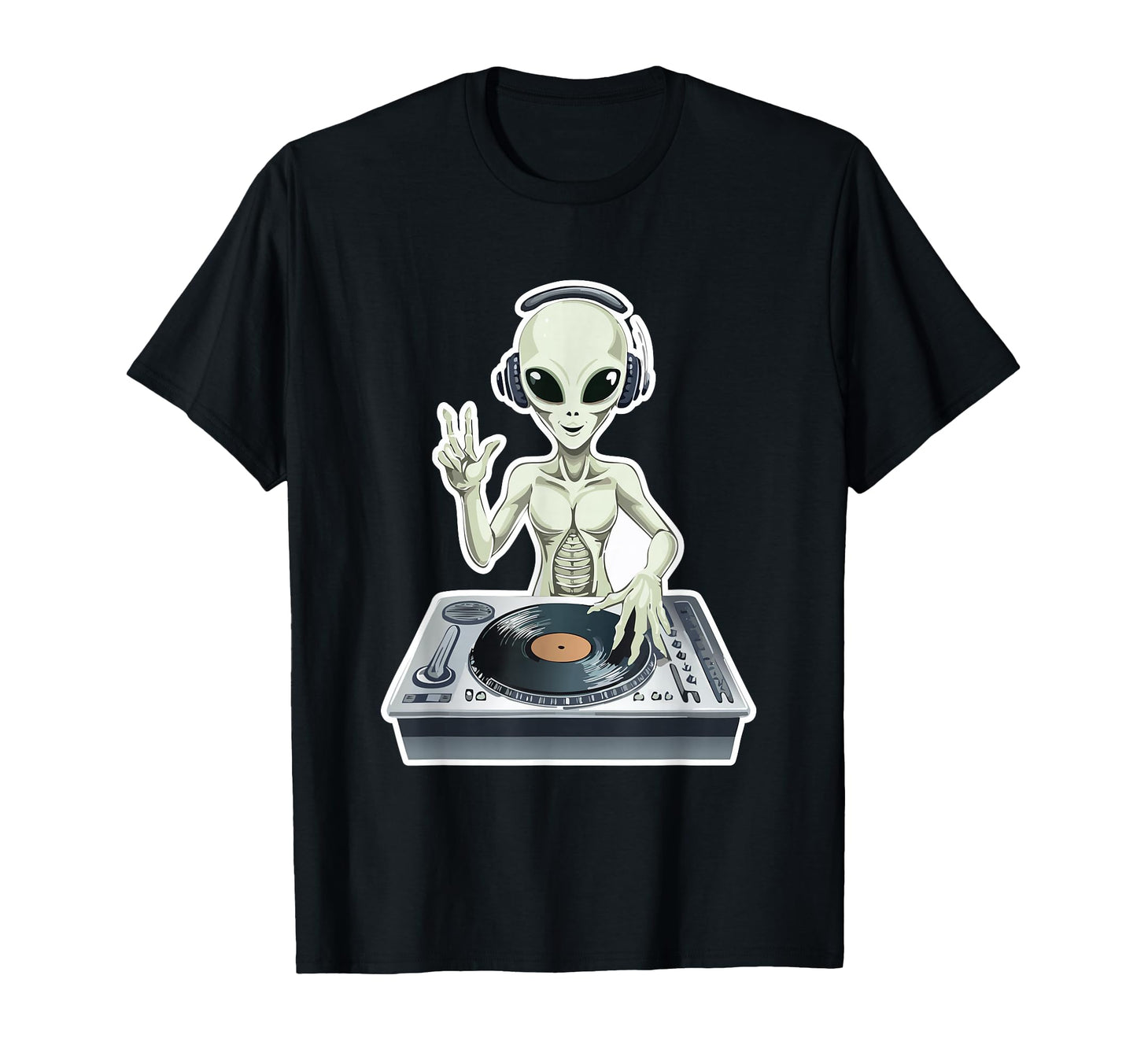 Old School Alien Dj Hip Hop Edm Space T-Shirt - Unique Graphic for Adults - T-Shirt, Sweatshirt, Hoodie