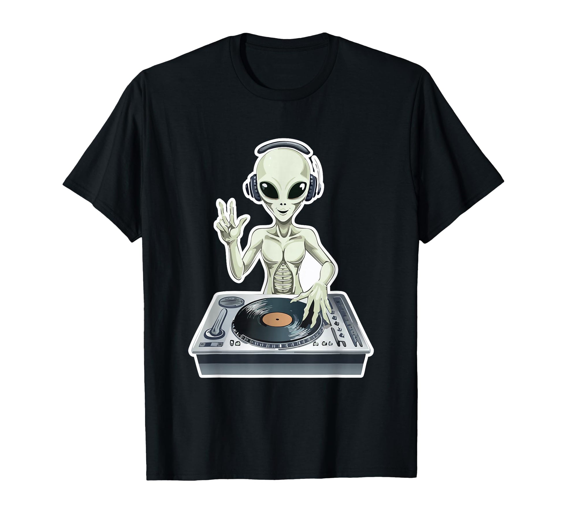 Old School Alien Dj Hip Hop Edm Space T-Shirt - Unique Graphic for Adults - T-Shirt, Sweatshirt, Hoodie