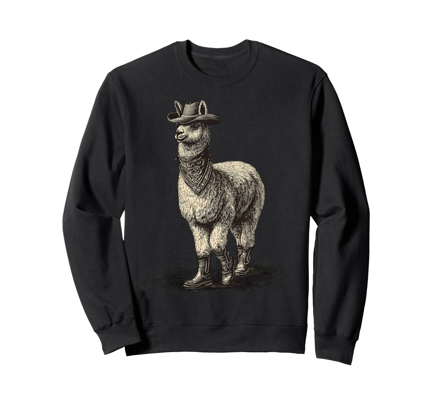 Llama Cowboy Rodeo Cowgirl Western Sweatshirt - Custom Art Print Men Women - T-Shirt, Sweatshirt, Hoodie