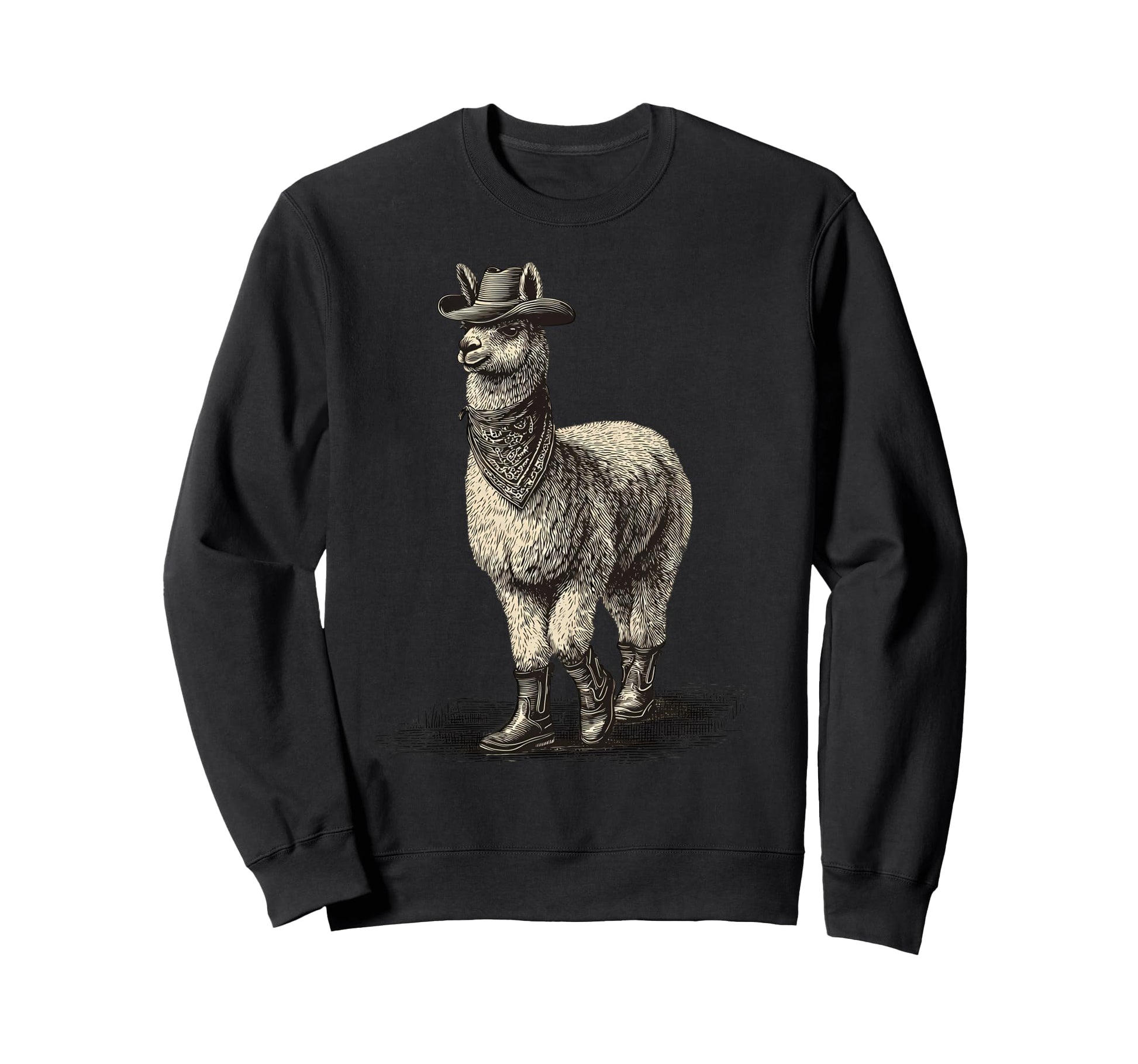 Llama Cowboy Rodeo Cowgirl Western Sweatshirt - Custom Art Print Men Women - T-Shirt, Sweatshirt, Hoodie