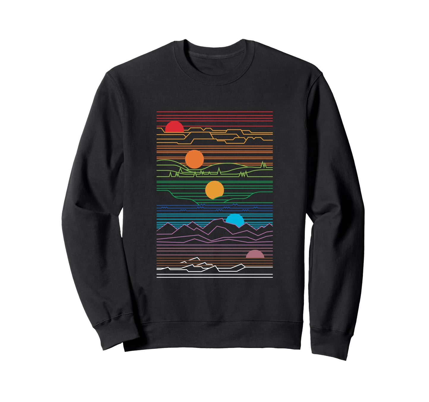 Sun Moon Mountains Landscape Sweatshirt - Custom Art Print for Adults - T-Shirt, Sweatshirt, Hoodie