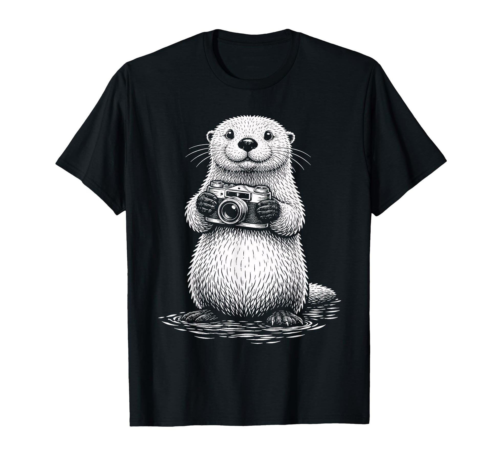 Sea Otter Photographer Camera T-Shirt - Fun Novelty Design Unisex - T-Shirt, Sweatshirt, Hoodie