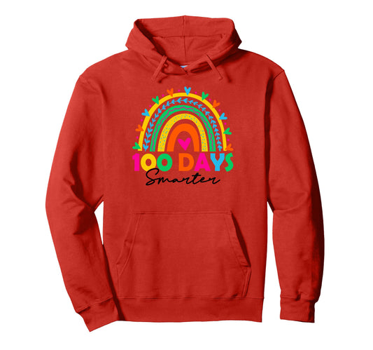 100 Days Smarter Rainbow Happy 100Th Day Hoodie - Streetwear Style Unisex - T-Shirt, Sweatshirt, Hoodie