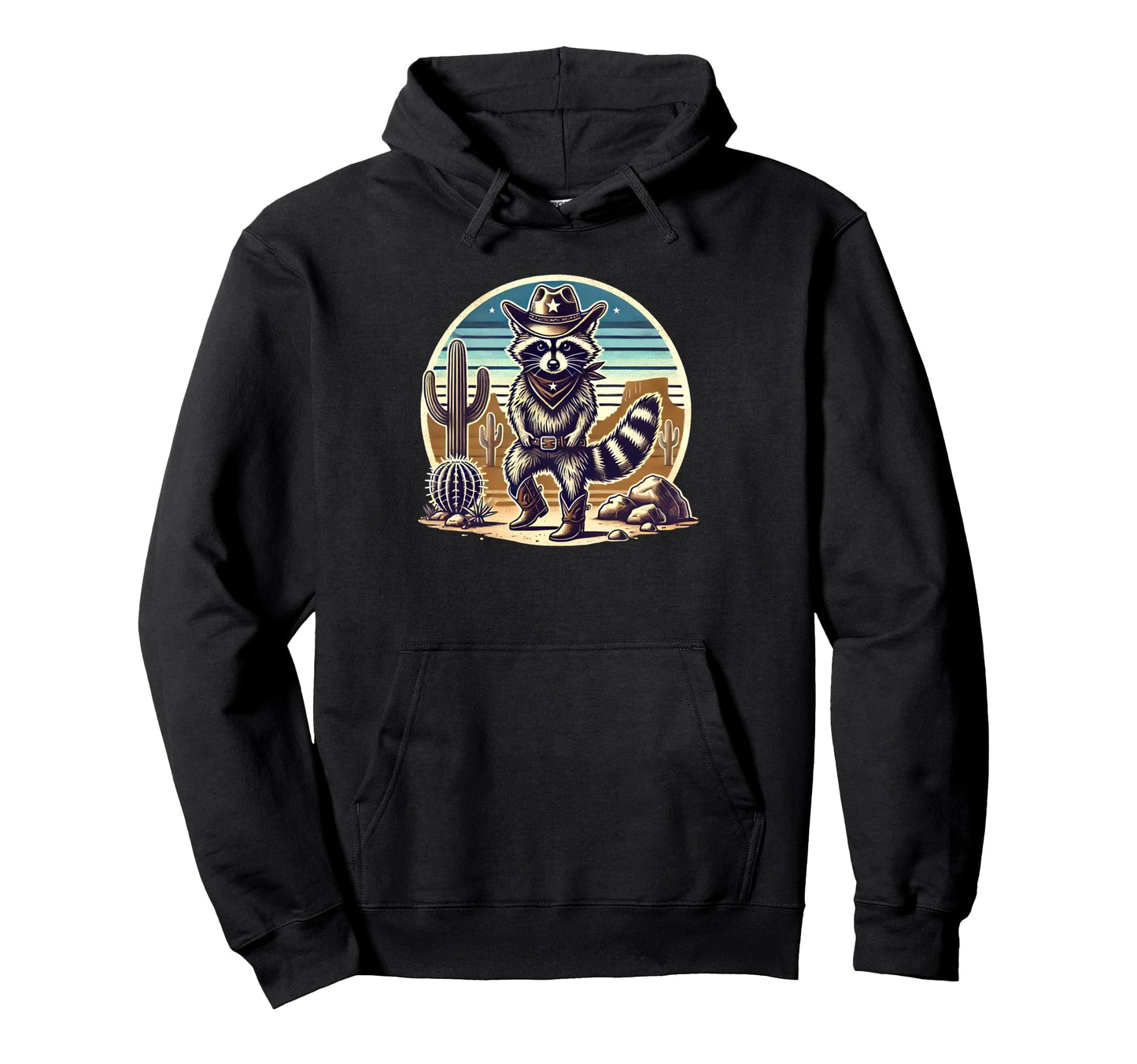 Funny Raccoon Cowboy Cowgirl Hat Hoodie - Novelty Apparel Men Women - T-Shirt, Sweatshirt, Hoodie