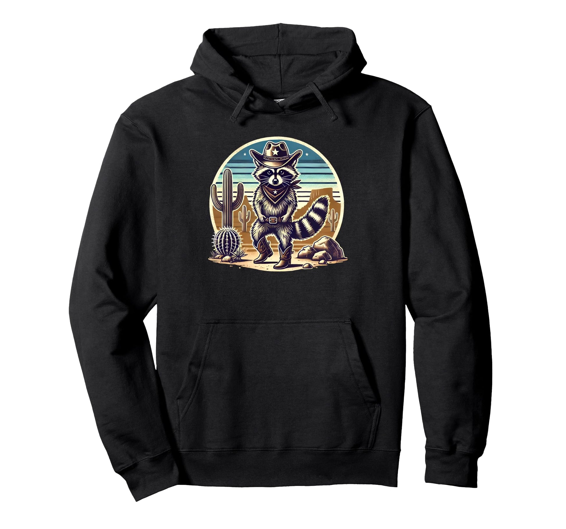 Funny Raccoon Cowboy Cowgirl Hat Hoodie - Novelty Apparel Men Women - T-Shirt, Sweatshirt, Hoodie