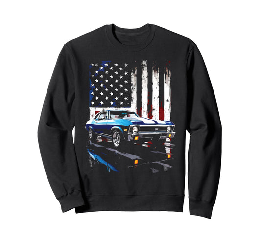 1969 Nova Ss Patriotic Usa Flag Sweatshirt - Unique Graphic for Adults - T-Shirt, Sweatshirt, Hoodie