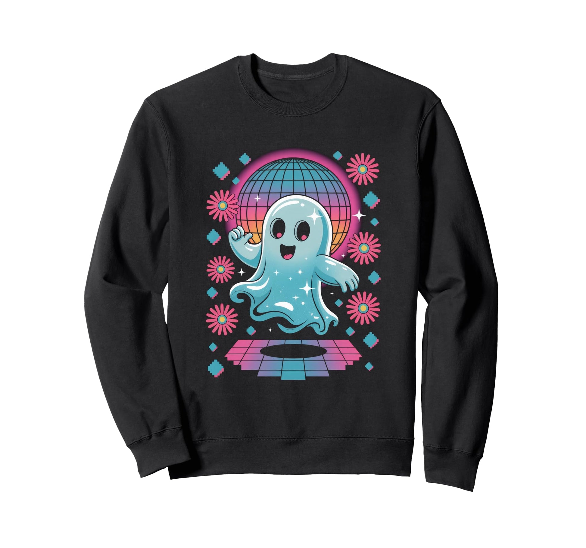 Ghost Disco Dance Vaporwave Aesthetic Sweatshirt - Graphic Print Men Women - T-Shirt, Sweatshirt, Hoodie