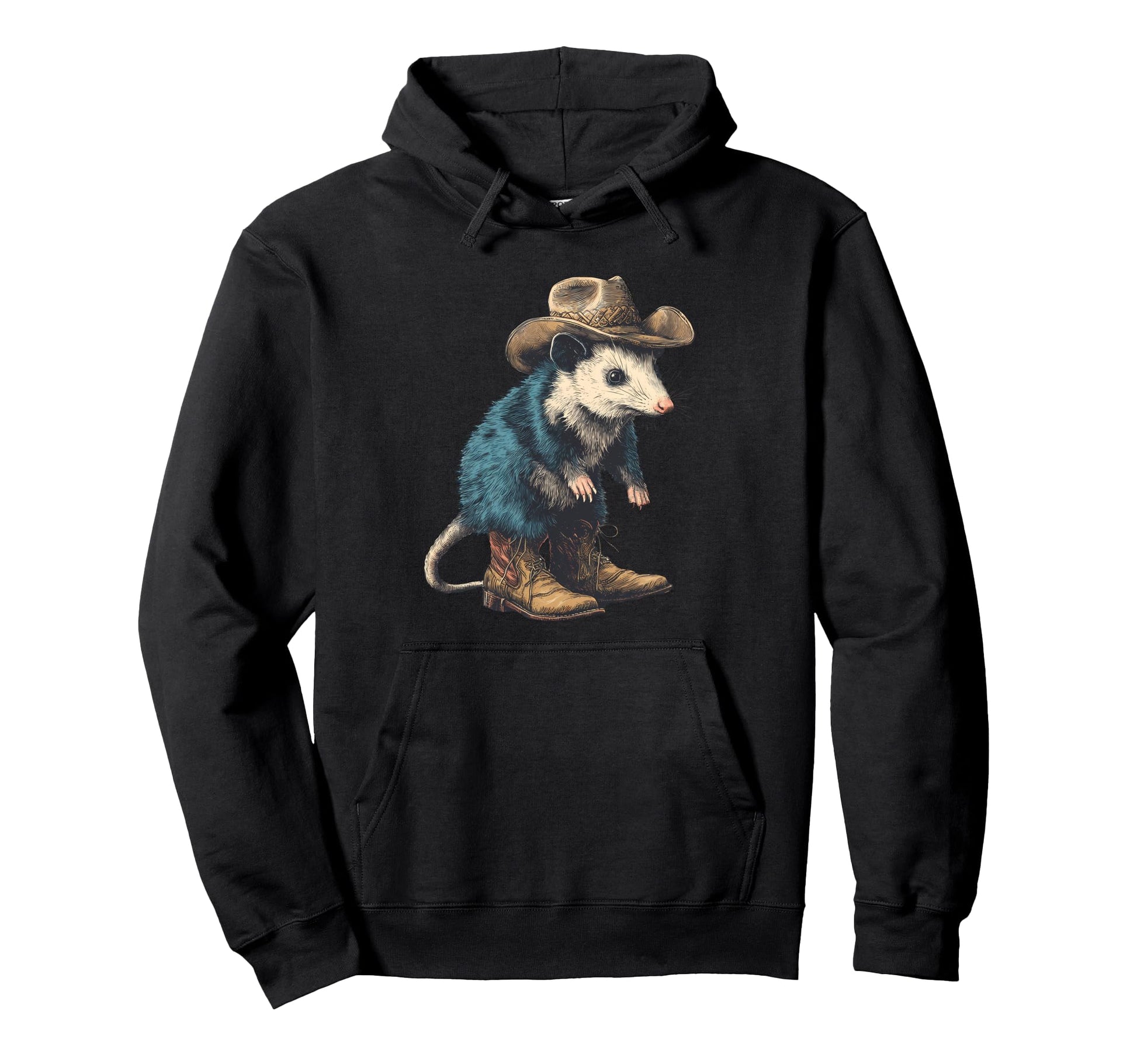 Country Cowboy Opossum Rodeo Cowgirl Hoodie - Casual Everyday Wear Unisex - T-Shirt, Sweatshirt, Hoodie