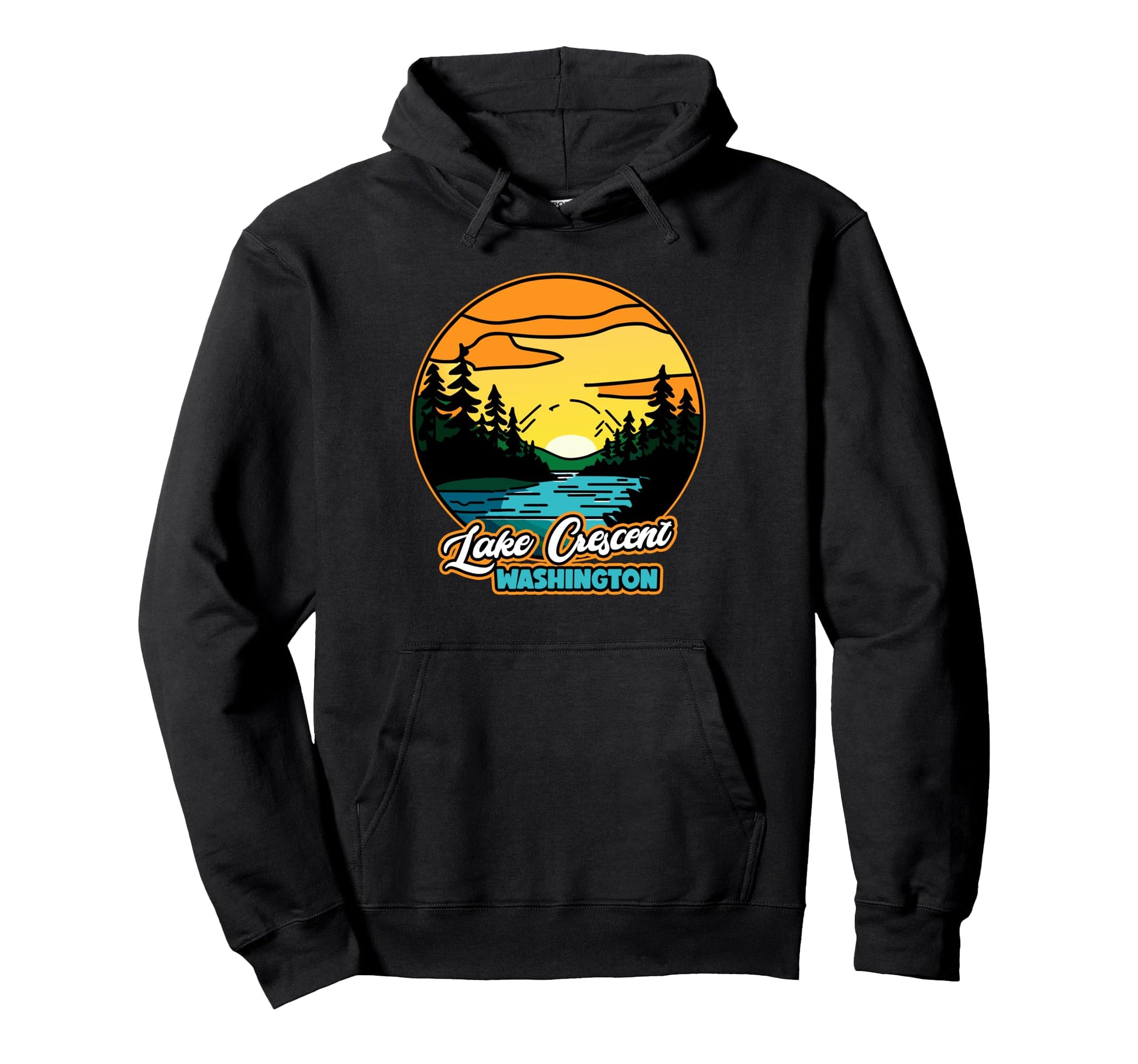 Lake Crescent Olympic National Park Hoodie - Trendy Graphic Unisex - T-Shirt, Sweatshirt, Hoodie