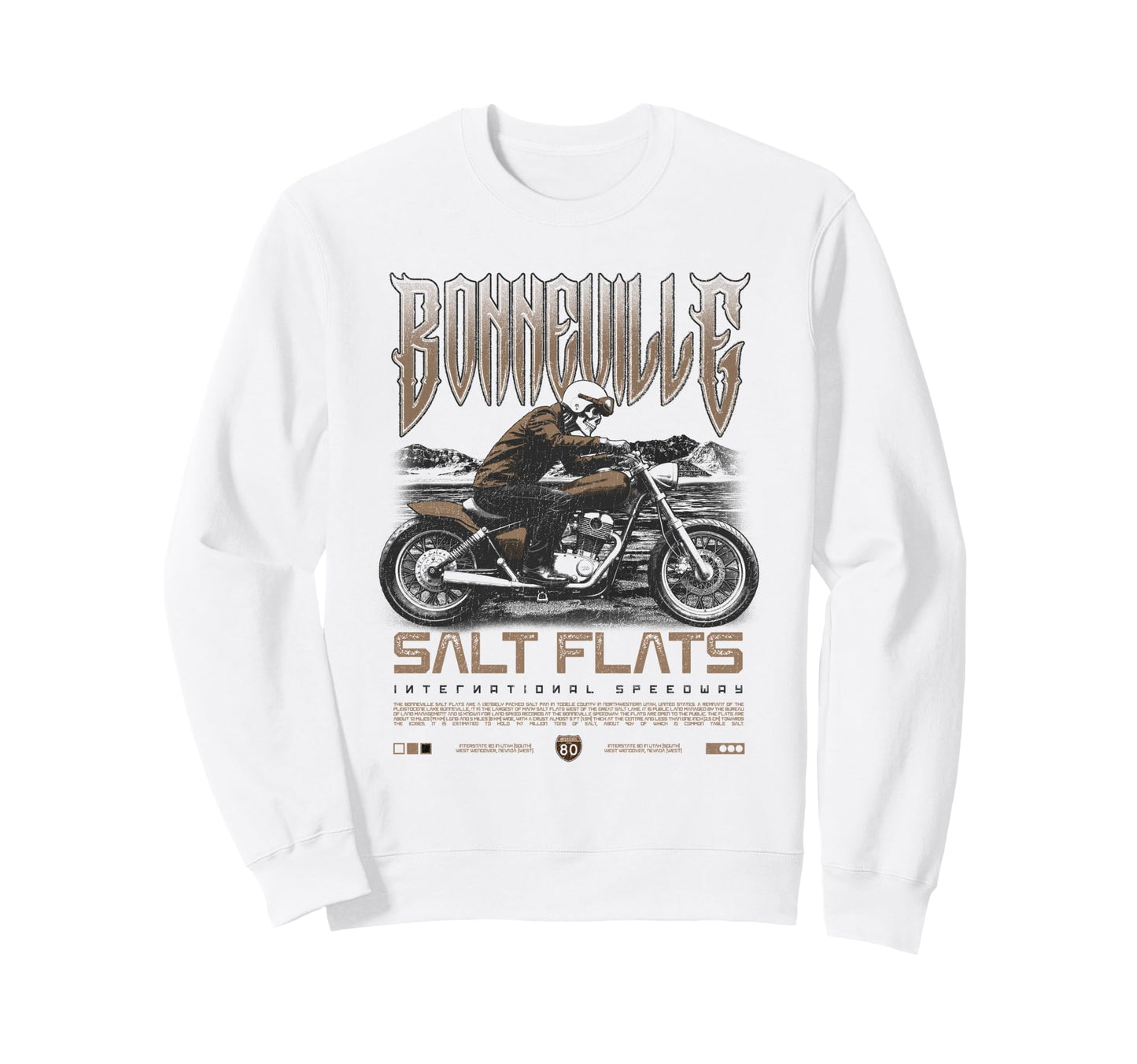 Bonneville Salt Flats Motorcycle Sweatshirt - Trendy Graphic for Adults - T-Shirt, Sweatshirt, Hoodie