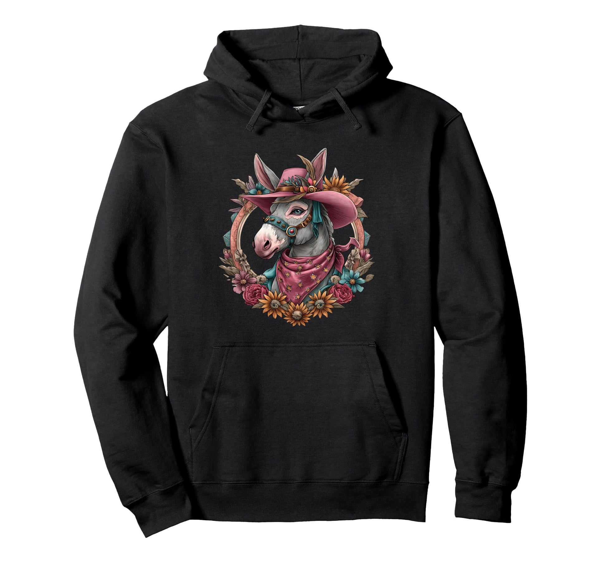 Country Cowboy Donkey Rodeo Cowgirl Hoodie - Graphic Print Men Women - T-Shirt, Sweatshirt, Hoodie
