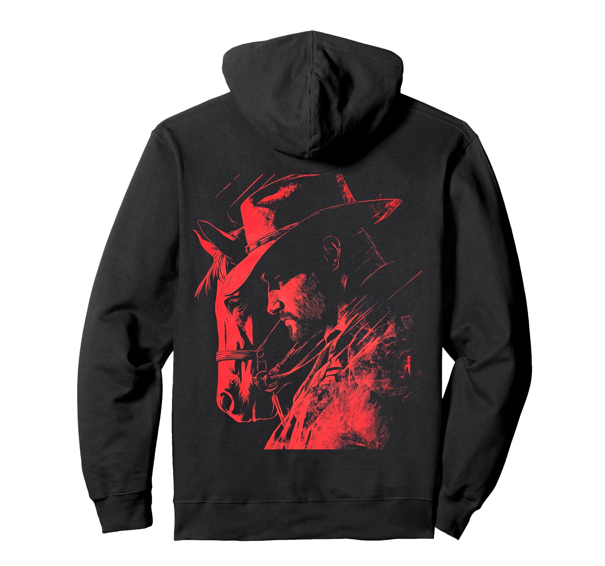 Designer Horse And Cowboy Red Hoodie - Streetwear Style for Adults - T-Shirt, Sweatshirt, Hoodie