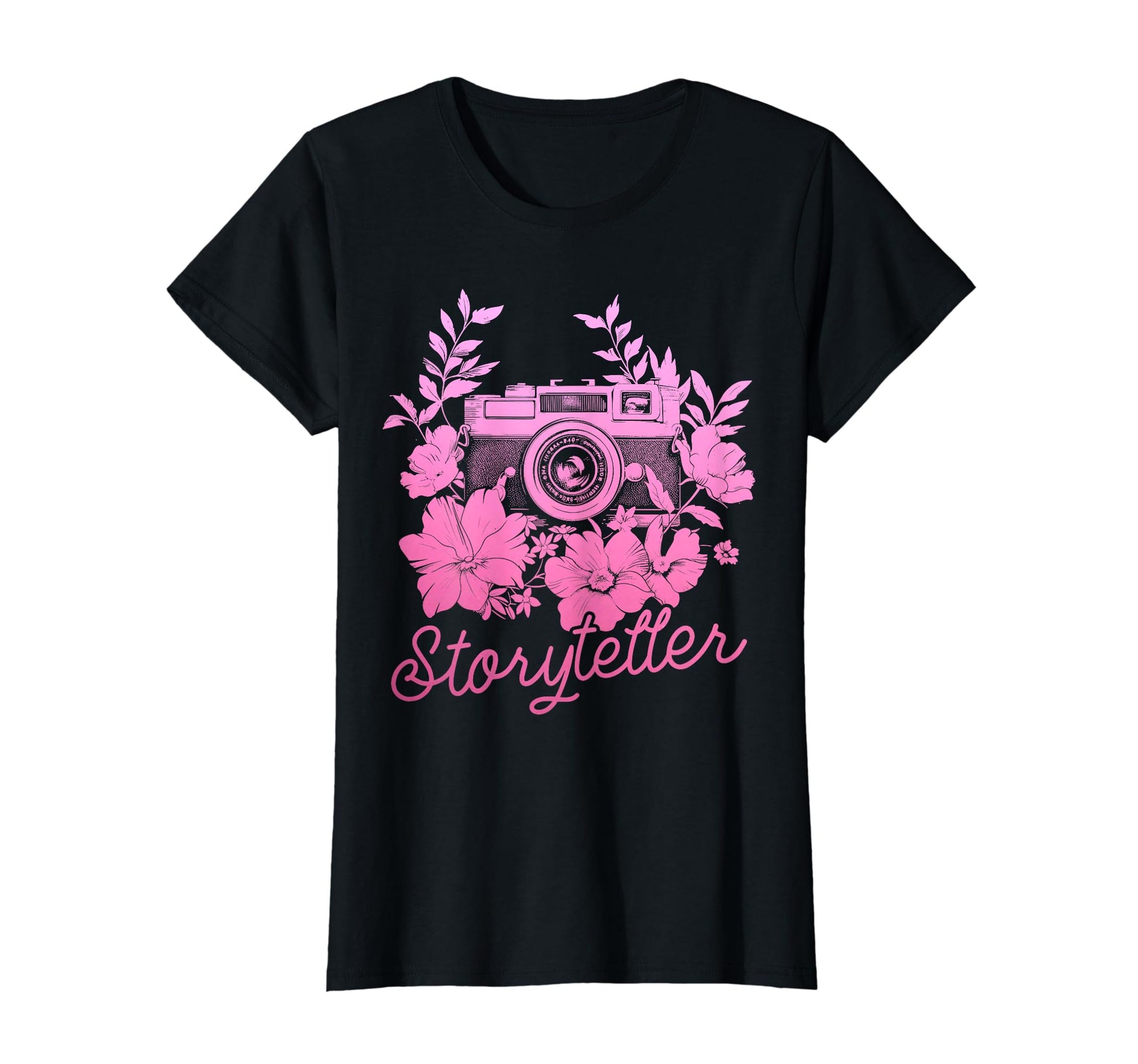 Photographer Storyteller Camera Flowers T-Shirt - Graphic Print Unisex - T-Shirt, Sweatshirt, Hoodie