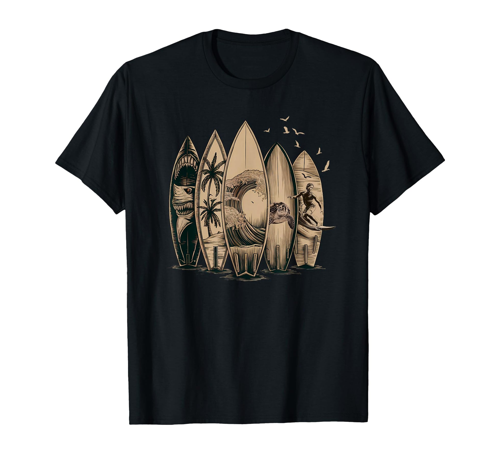 Surfing Tropical Surfboards T-Shirt - Casual Everyday Wear Unisex - T-Shirt, Sweatshirt, Hoodie