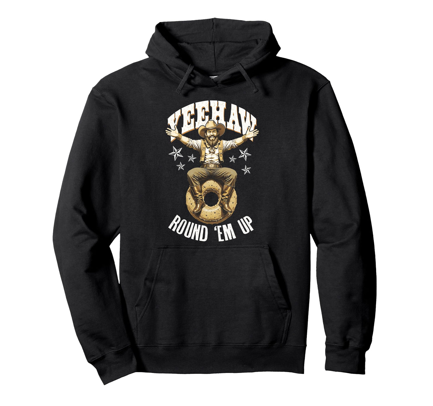 Cowboy Donut Lover Round Em Up Funny Hoodie - Unique Graphic for Adults - T-Shirt, Sweatshirt, Hoodie