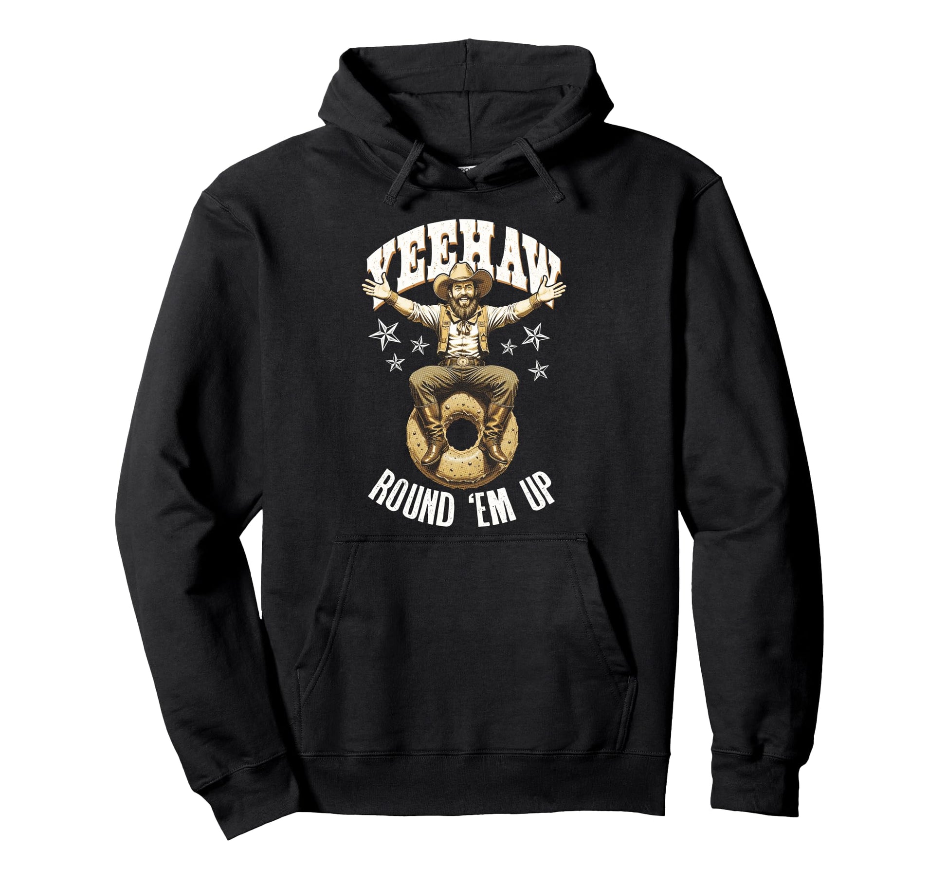 Cowboy Donut Lover Round Em Up Funny Hoodie - Unique Graphic for Adults - T-Shirt, Sweatshirt, Hoodie