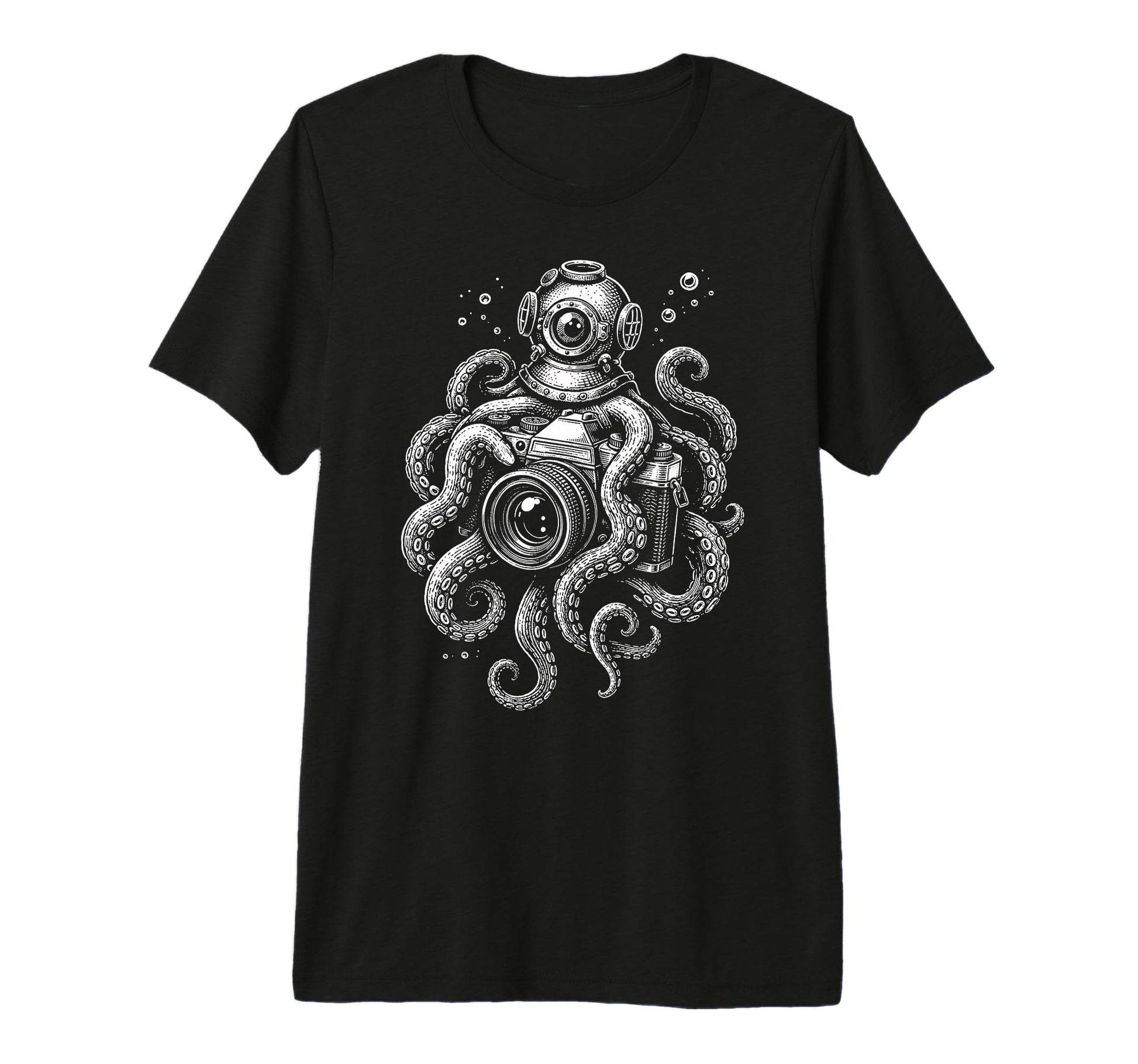 Photographer Octopus Camera Art T-Shirt - Casual Everyday Wear Men Women - T-Shirt, Sweatshirt, Hoodie