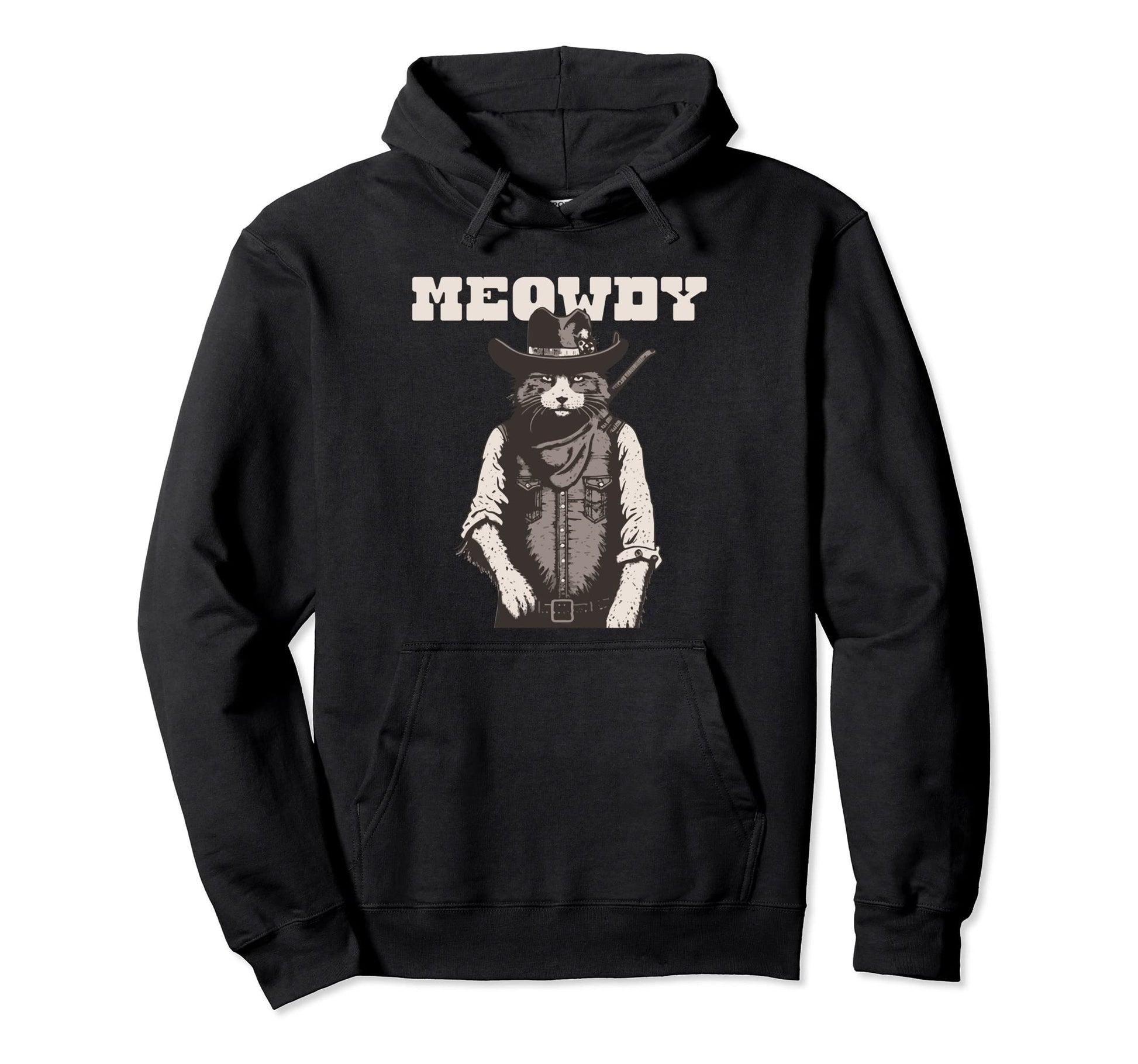 Meowdy Outlaw Funny Country Music Hoodie - Fun Novelty Design Men Women - T-Shirt, Sweatshirt, Hoodie