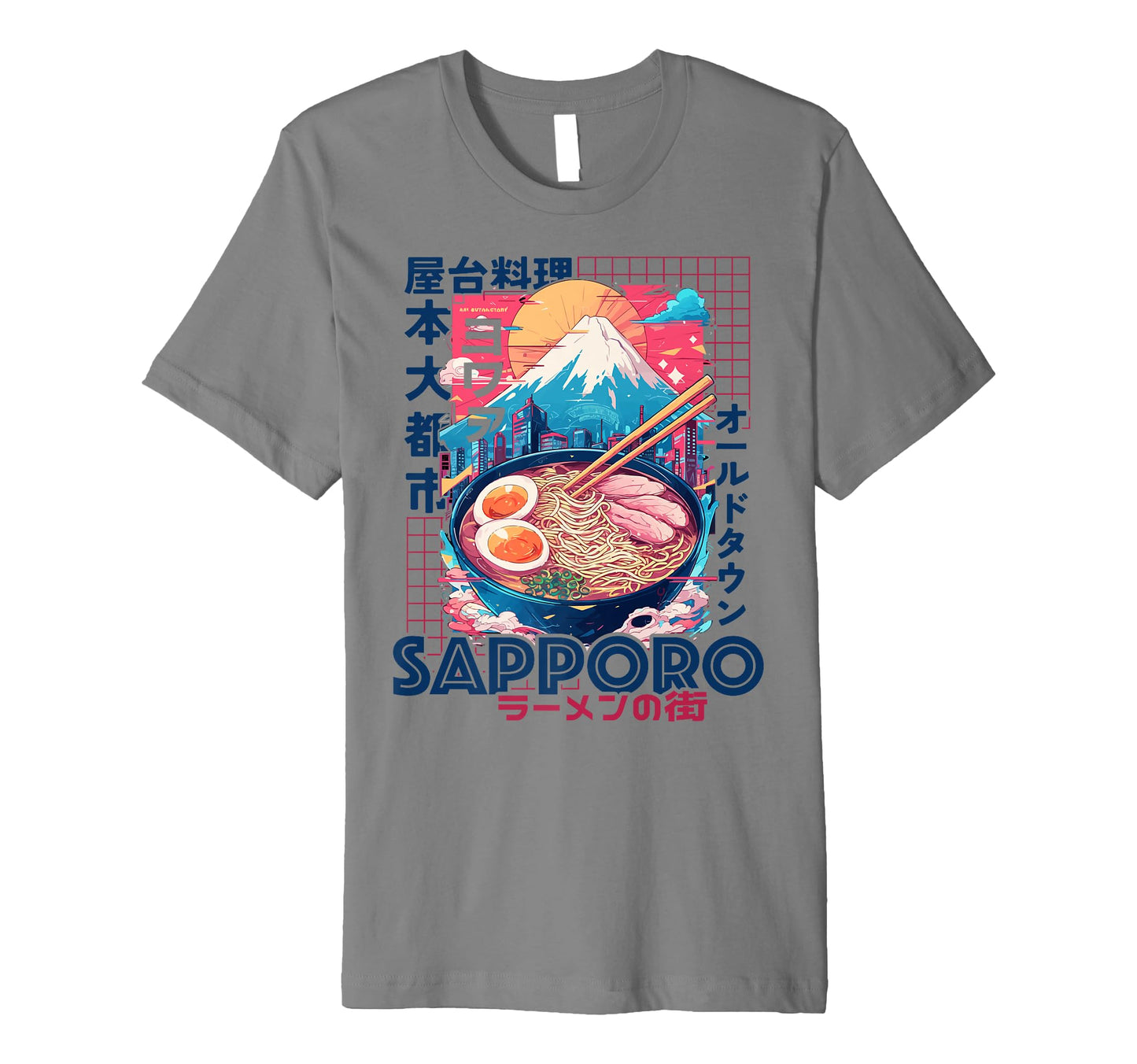 Sapporo City 80S Synthwave Ramen T-Shirt - Fun Novelty Design Men Women - T-Shirt, Sweatshirt, Hoodie
