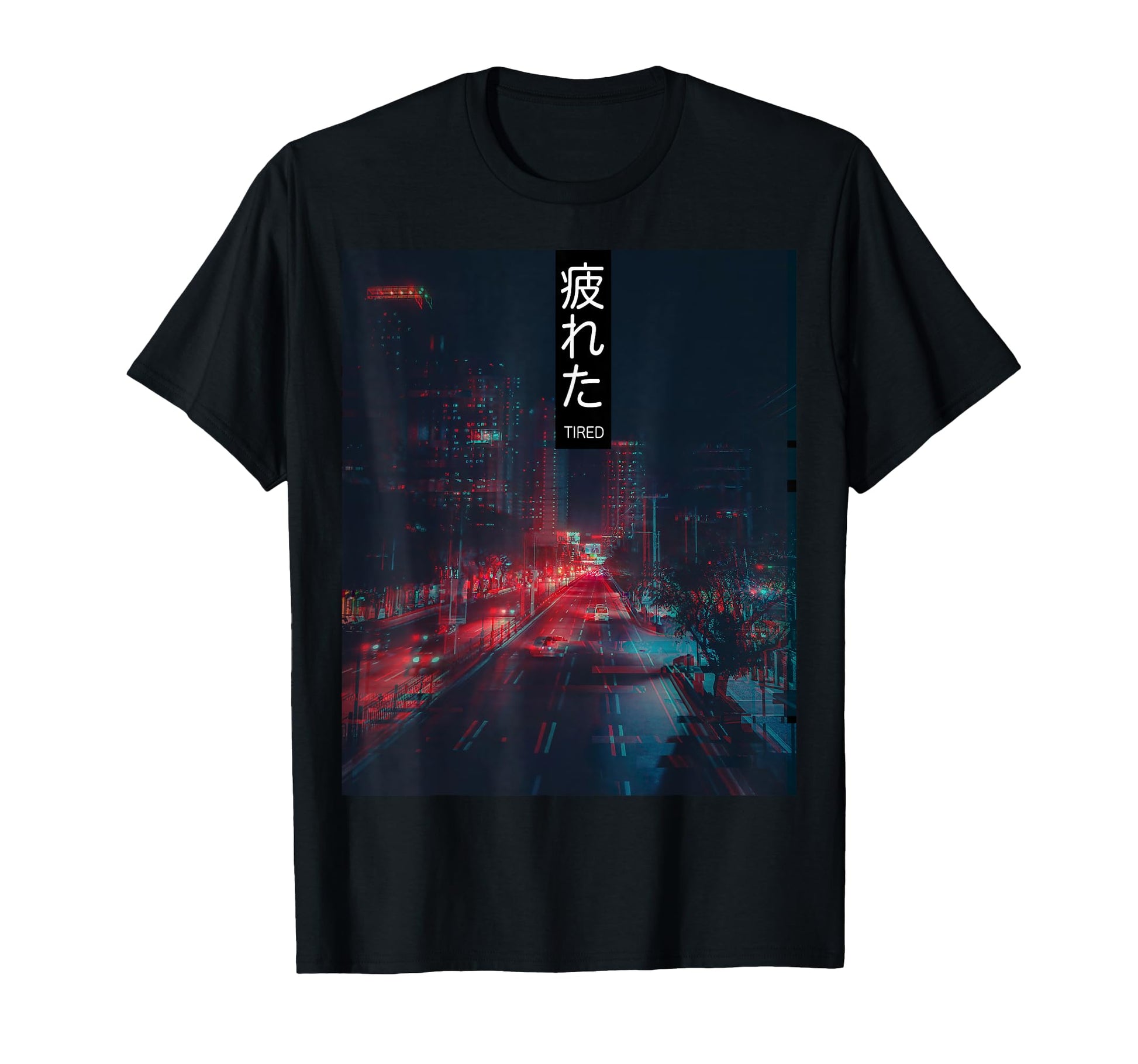Tired Glitch Aesthetic Japan Vaporwave T-Shirt - Custom Art Print Unisex - T-Shirt, Sweatshirt, Hoodie