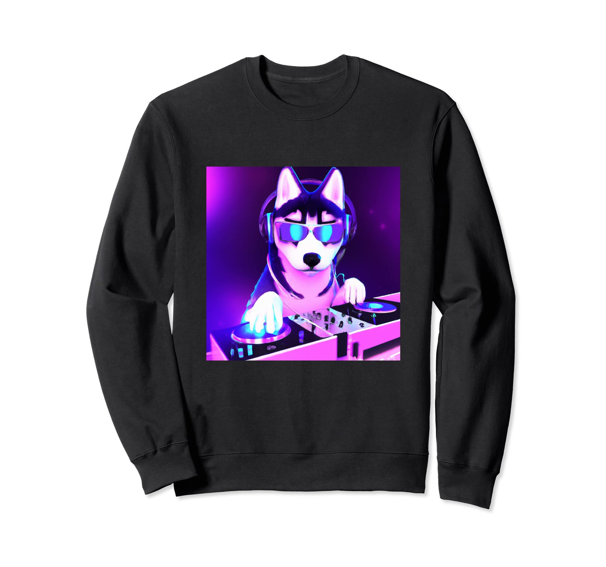 Siberian Husky Vaporwave Dj Dog Sweatshirt - Aesthetic Graphic Men Women - T-Shirt, Sweatshirt, Hoodie
