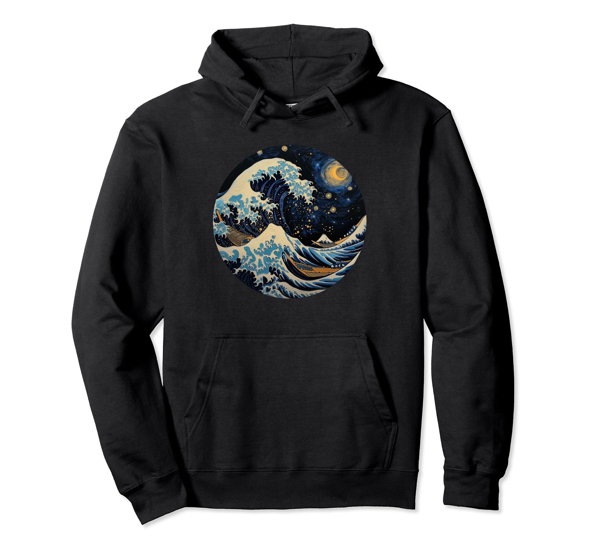 Aesthetic Vaporwave Great Wave Starry Hoodie - Novelty Apparel Men Women - T-Shirt, Sweatshirt, Hoodie