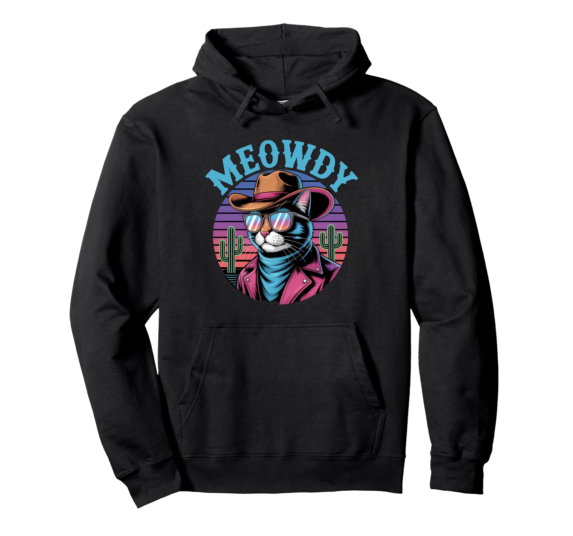 Meowdy Cat Cowboy Cat Country Western Funny Hoodie - Graphic Print Unisex - T-Shirt, Sweatshirt, Hoodie