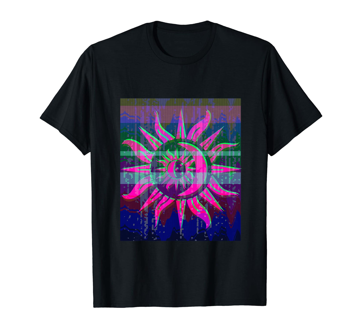 Colorful Pixelated Sun Noise T-Shirt - Aesthetic Graphic Men Women - T-Shirt, Sweatshirt, Hoodie