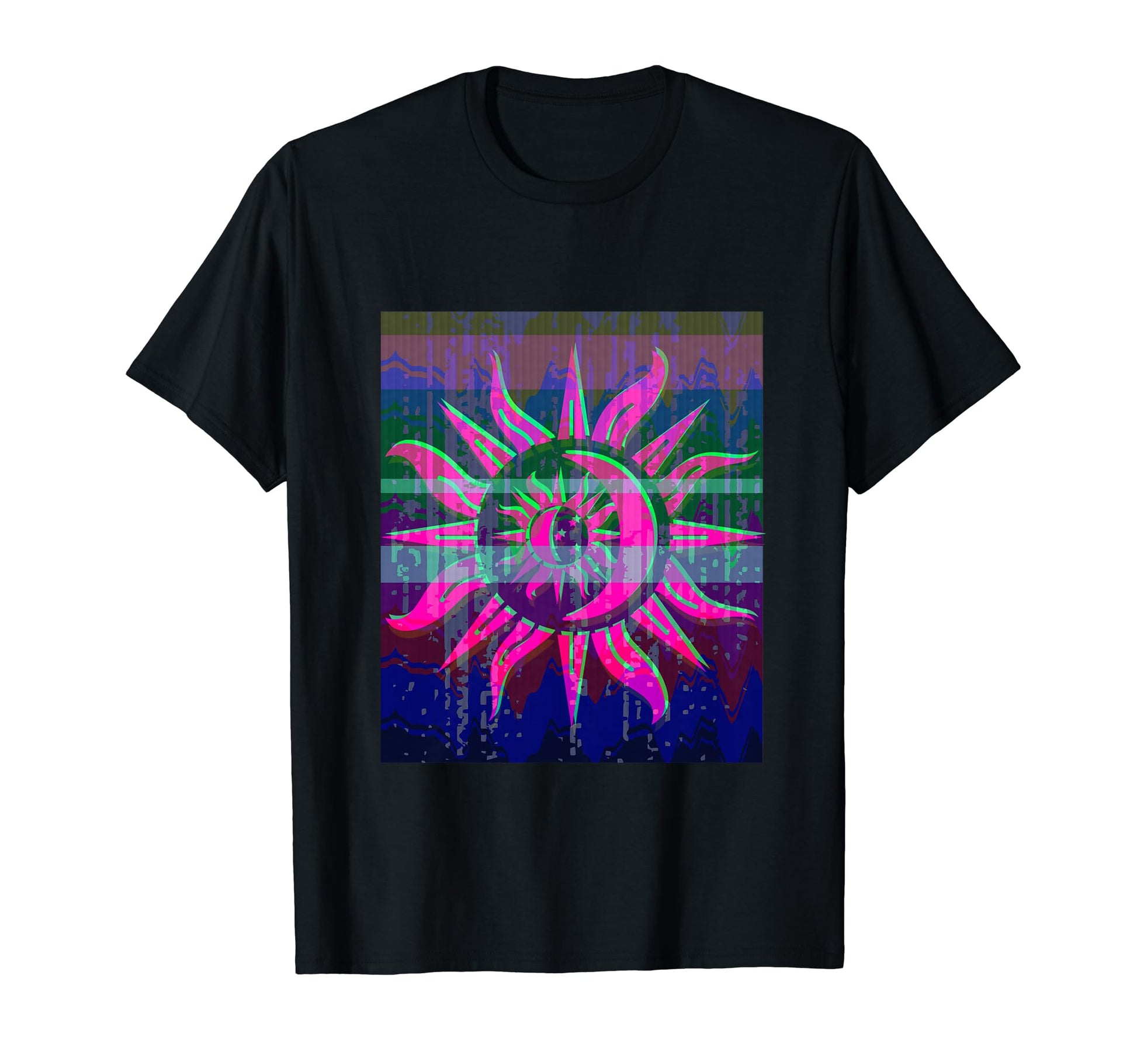 Colorful Pixelated Sun Noise T-Shirt - Aesthetic Graphic Men Women - T-Shirt, Sweatshirt, Hoodie