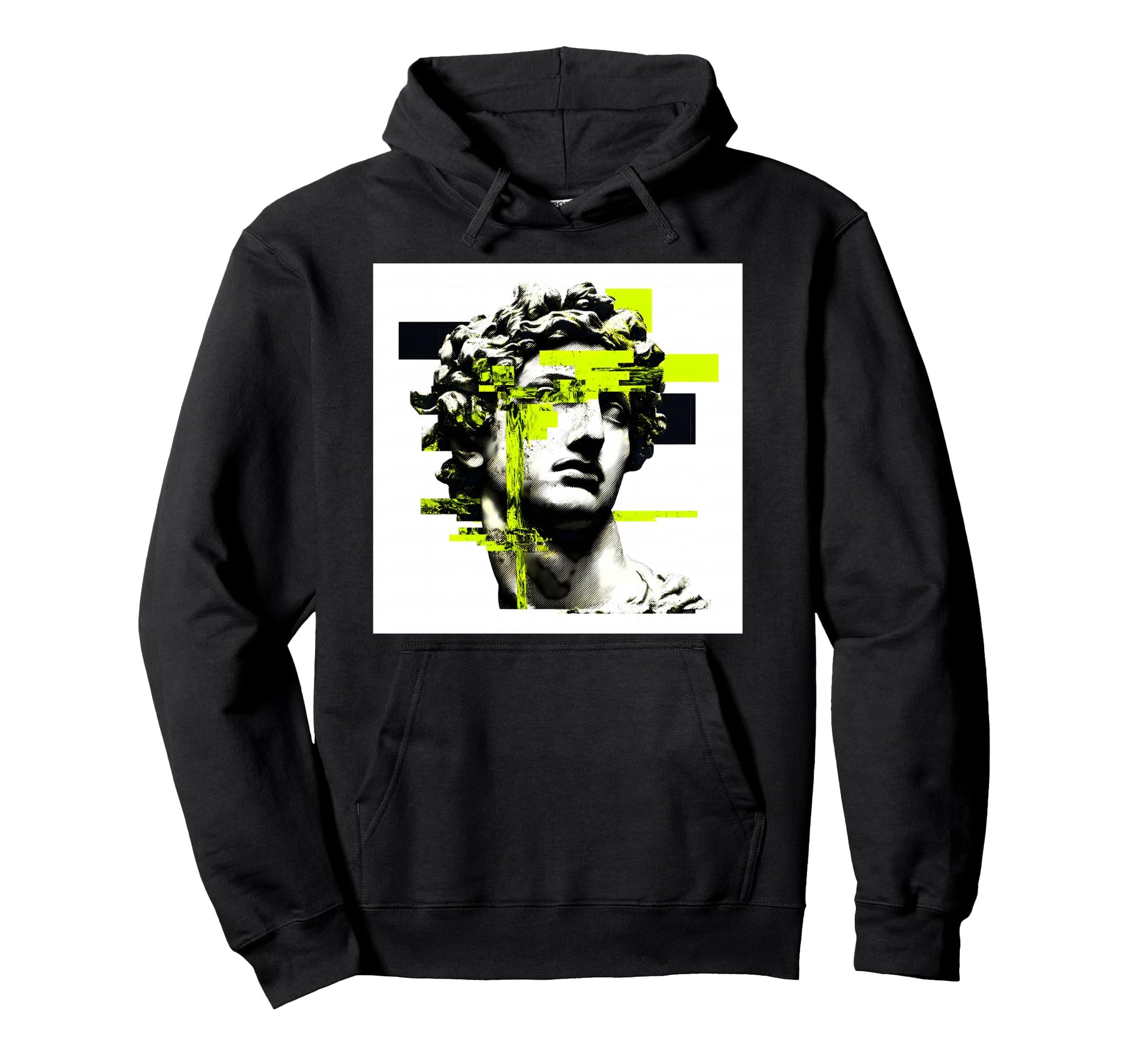 Glitch Art Statue Head Vaporwave Aesthetic Hoodie - Graphic Print Unisex - T-Shirt, Sweatshirt, Hoodie