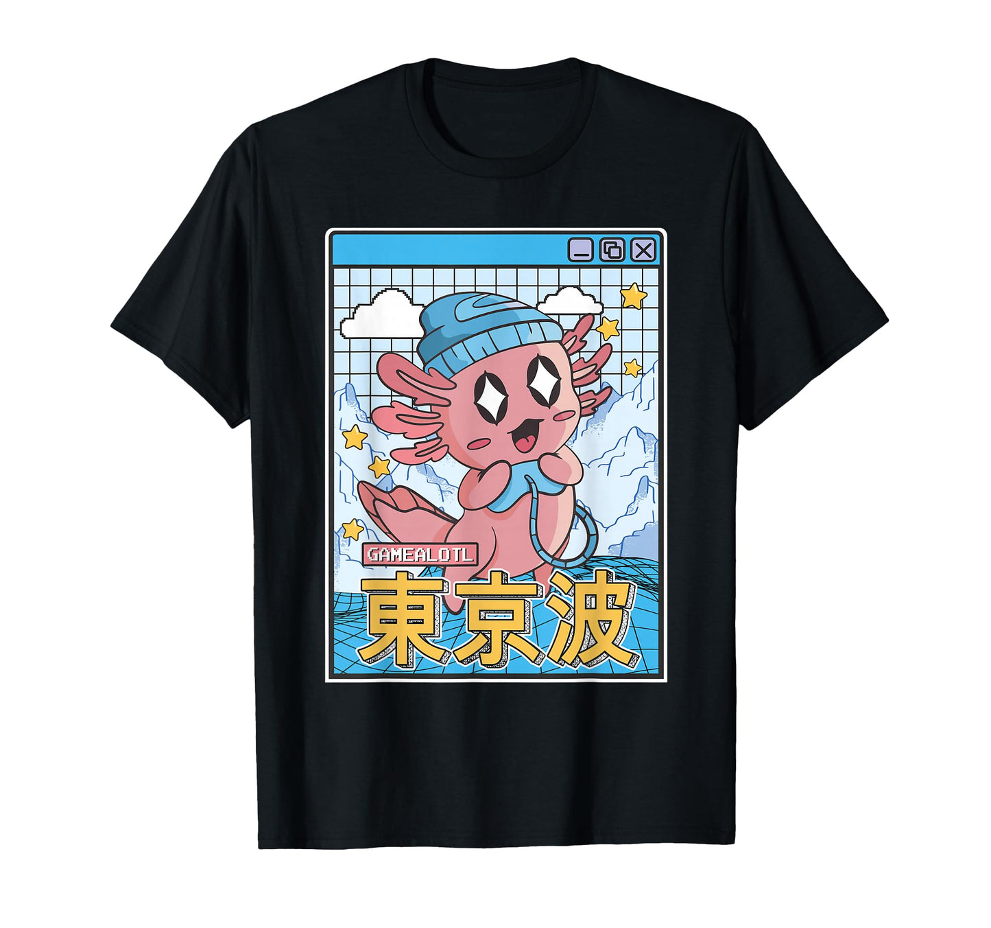 Happy Axolotl Gaming Vaporwave Aesthetic T-Shirt - Streetwear Style Unisex - T-Shirt, Sweatshirt, Hoodie