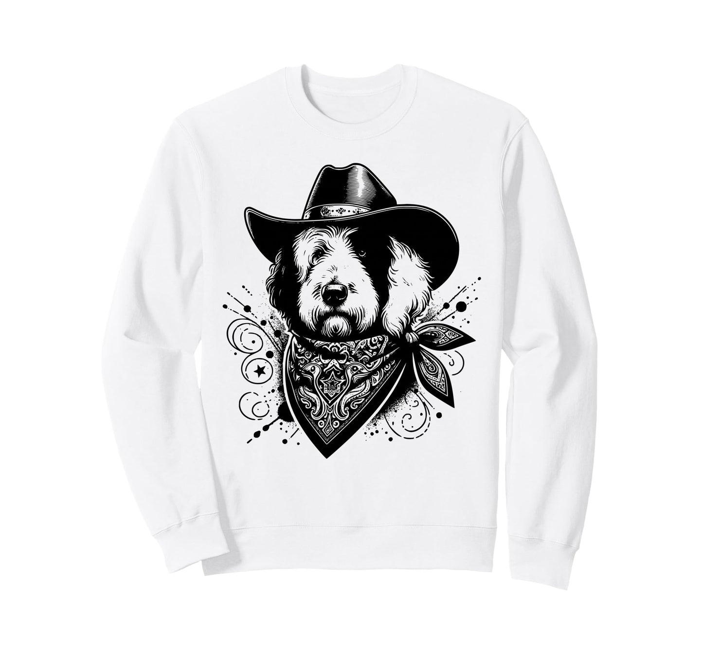 Old English Sheepdog Western Sweatshirt - Novelty Apparel for Adults - T-Shirt, Sweatshirt, Hoodie