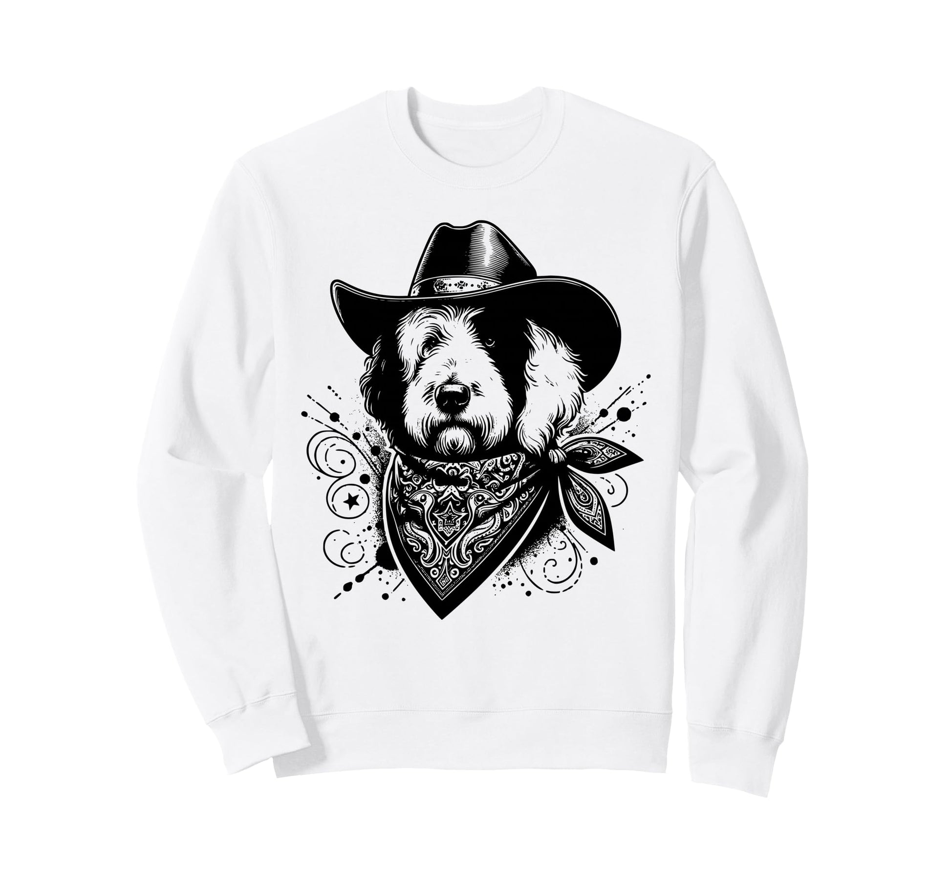 Old English Sheepdog Western Sweatshirt - Novelty Apparel for Adults - T-Shirt, Sweatshirt, Hoodie