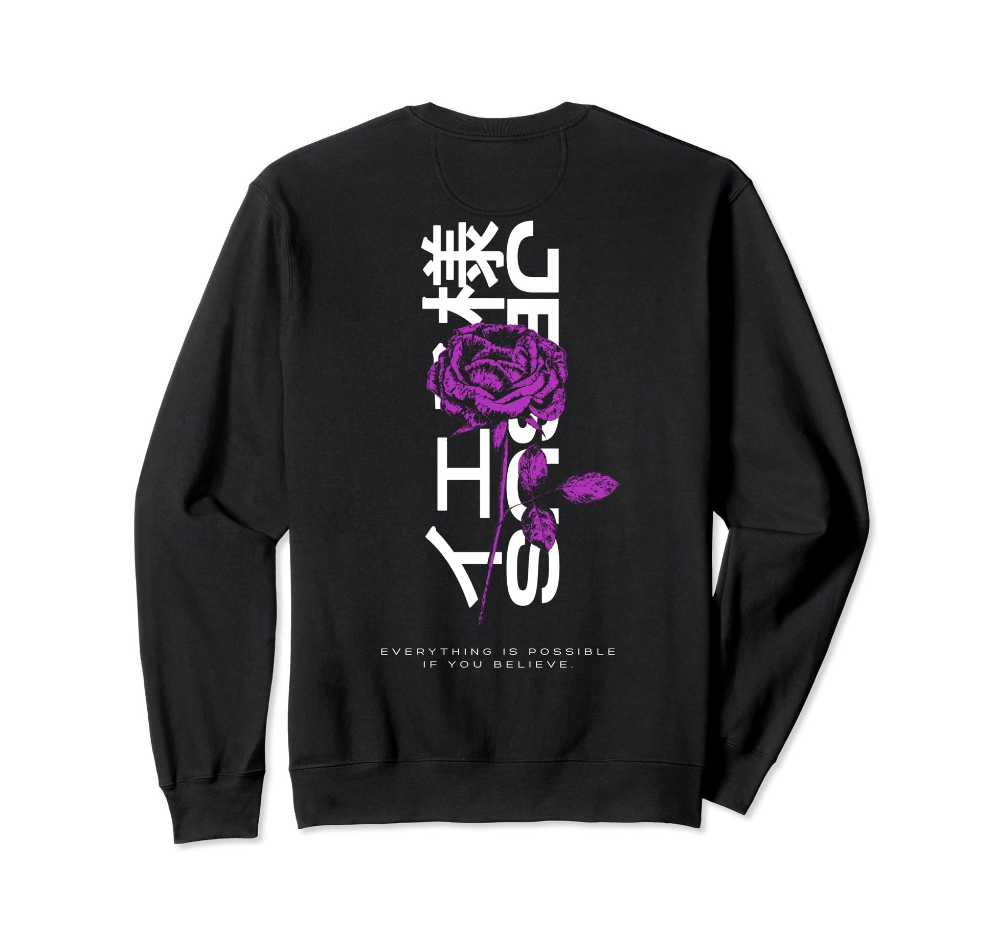 Jesus Rose Flower Backprint Japanese Sweatshirt - Graphic Print Unisex - T-Shirt, Sweatshirt, Hoodie