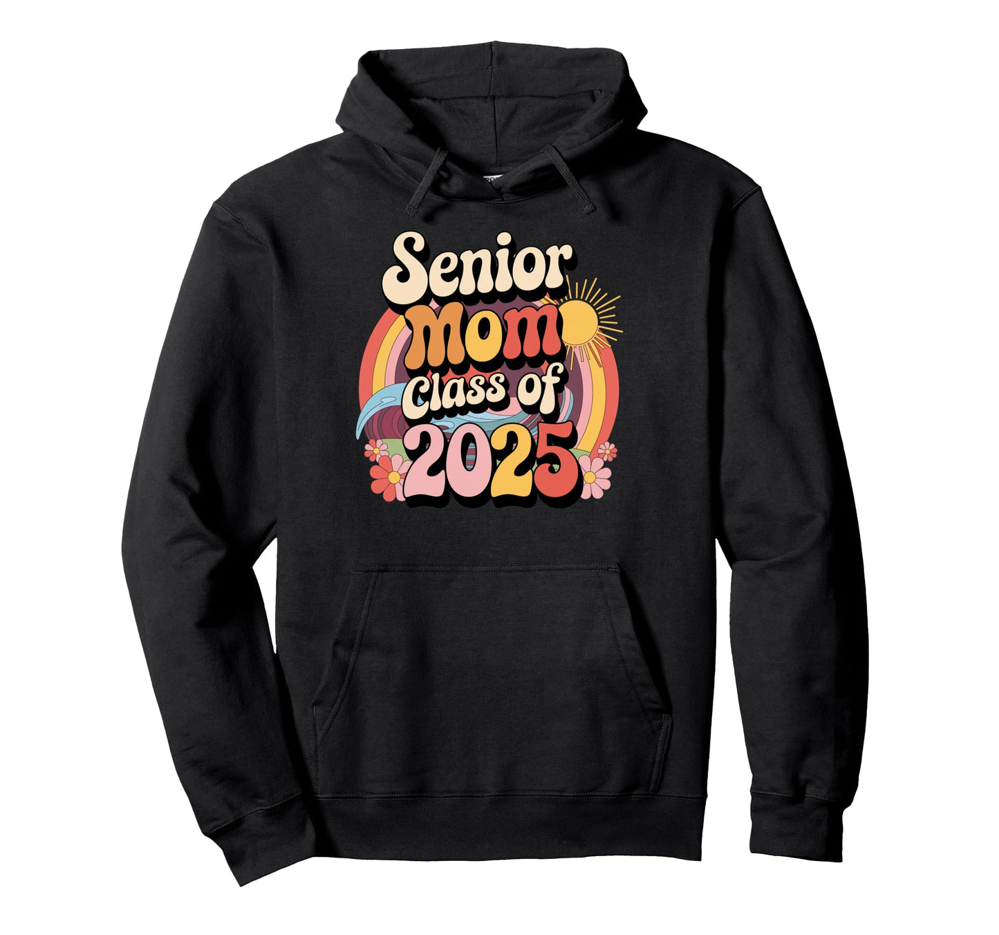 Senior Mom Class 2025 Graduation Rainbow Hoodie - Graphic Print for Adults - T-Shirt, Sweatshirt, Hoodie