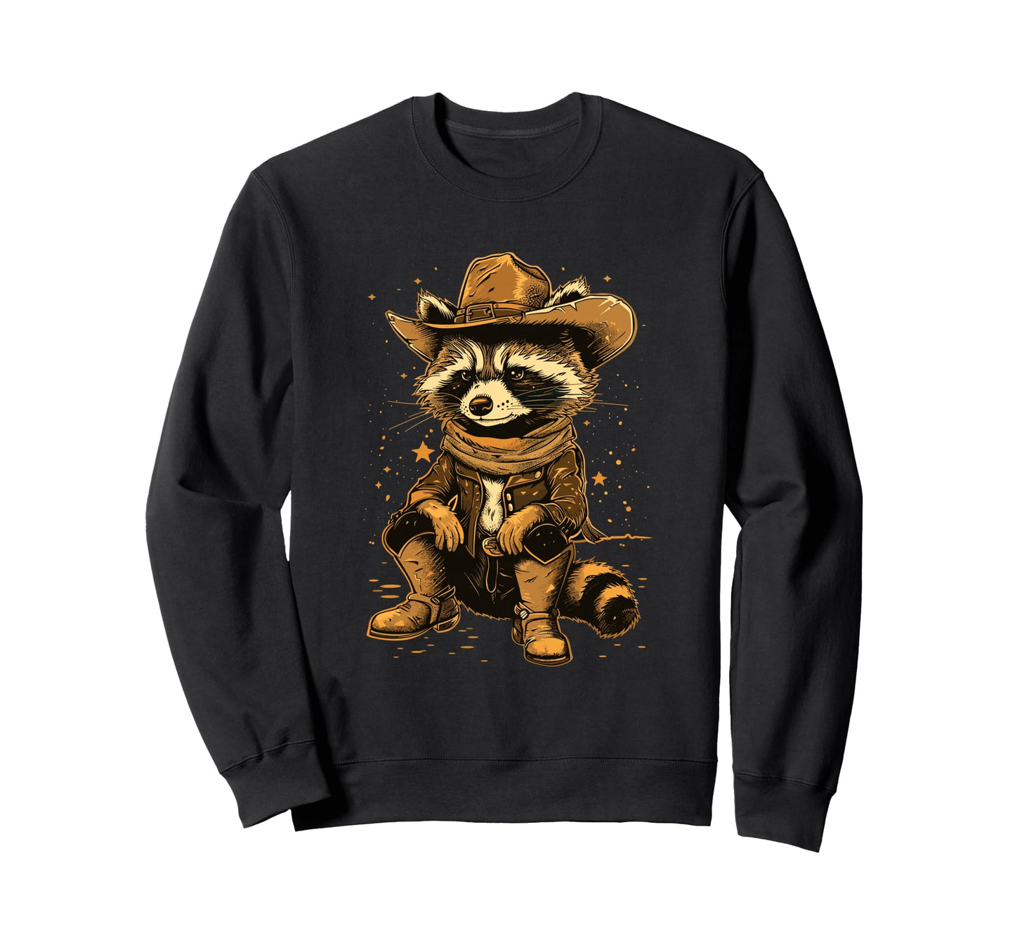 Funny Raccoon Cowboy Western Sweatshirt - Fun Novelty Design for Adults - T-Shirt, Sweatshirt, Hoodie