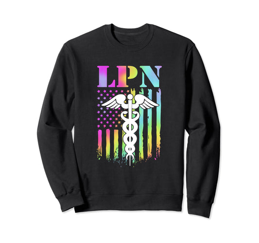 4Th July Us Flag Rainbow Lpn Nurse Sweatshirt - Novelty Apparel Men Women - T-Shirt, Sweatshirt, Hoodie