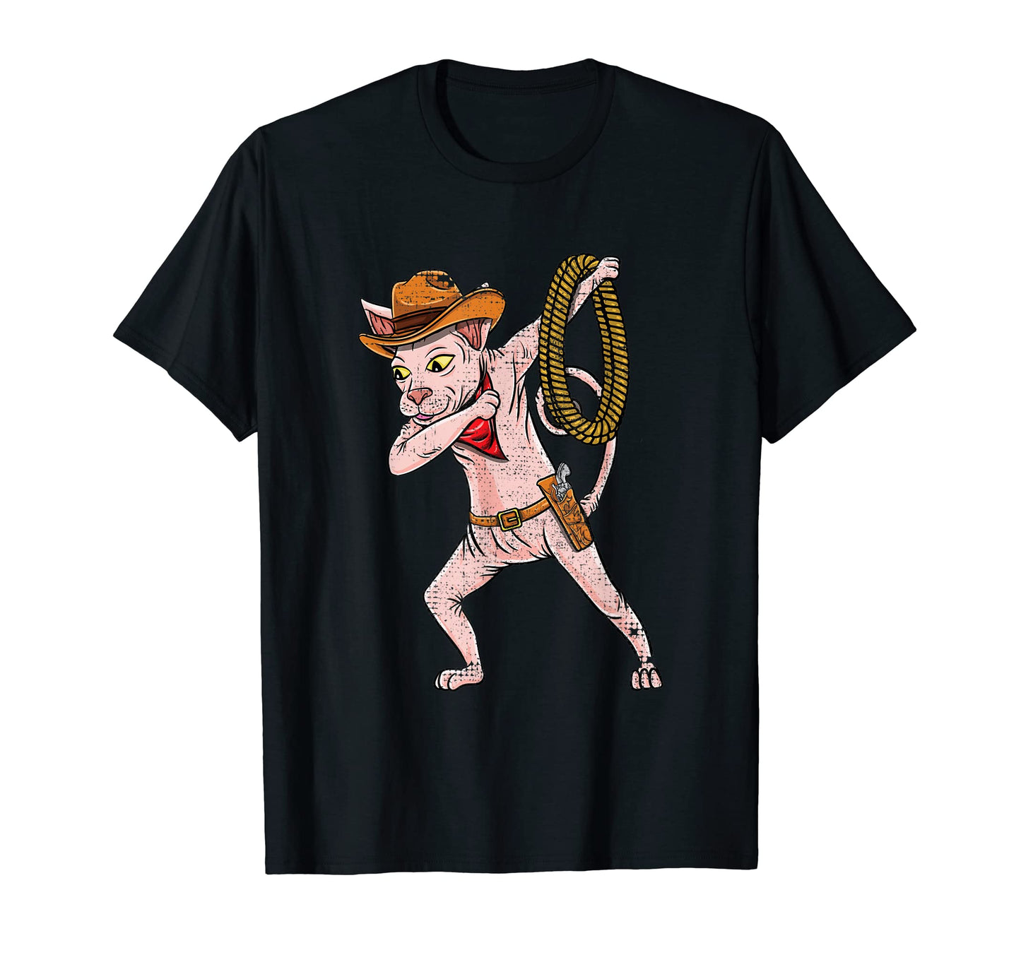 Dabbing Cowboy Sphynx Cat T-Shirt - Minimalist Print for Adults - T-Shirt, Sweatshirt, Hoodie