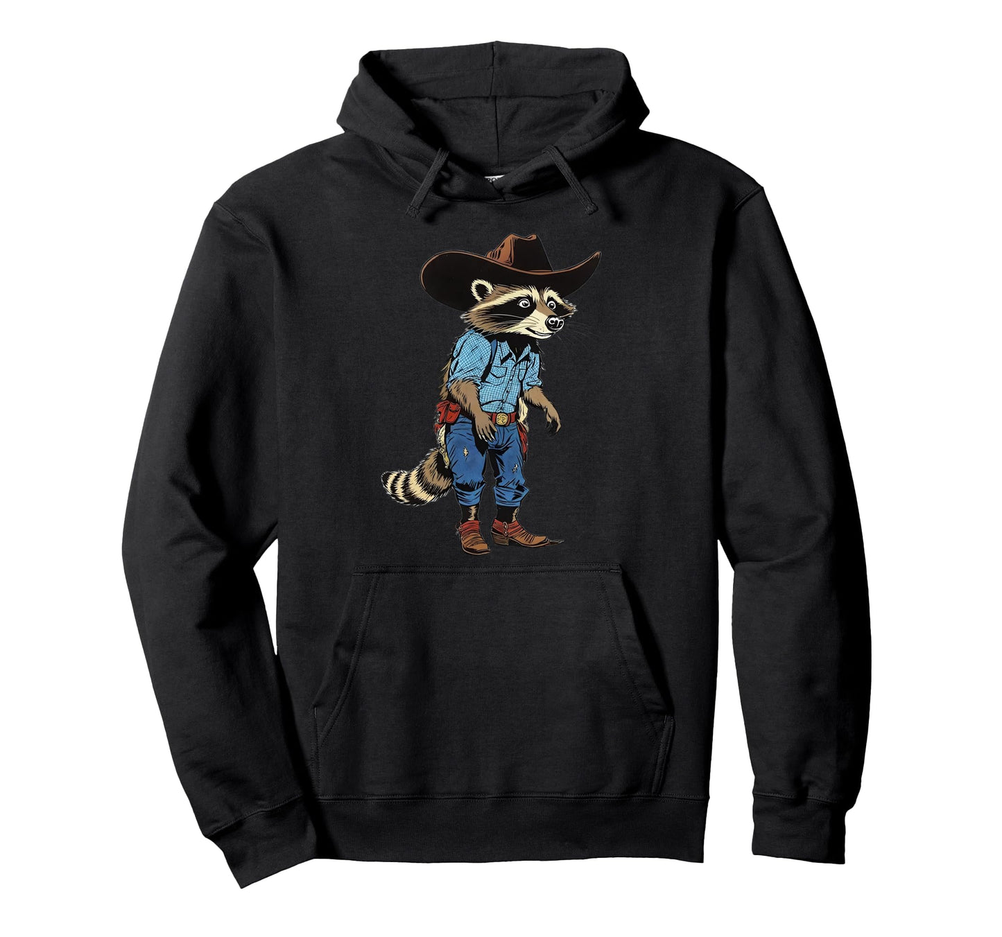 Raccoon Cowboy Cowgirl Trash Panda Hoodie - Custom Art Print Unisex - T-Shirt, Sweatshirt, Hoodie