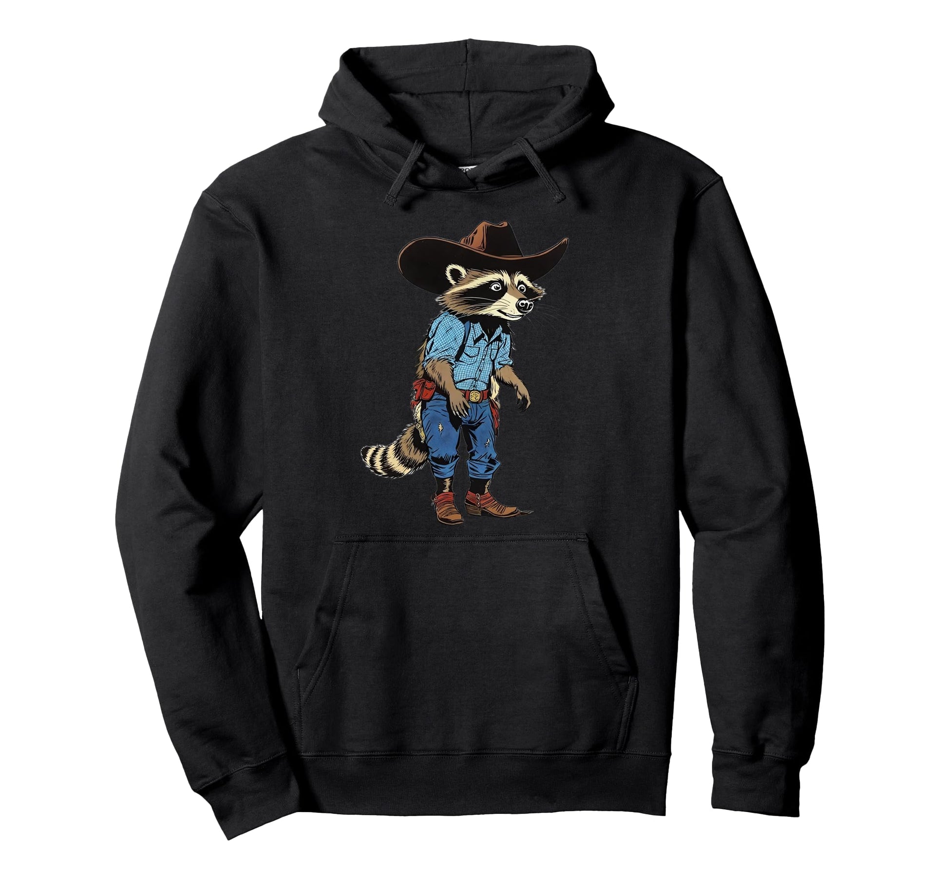 Raccoon Cowboy Cowgirl Trash Panda Hoodie - Custom Art Print Unisex - T-Shirt, Sweatshirt, Hoodie